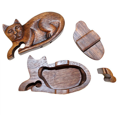 Bali Magic Puzzle Boxes - Various Designs Bali Magic Puzzle Boxes Soul Inspired Cat