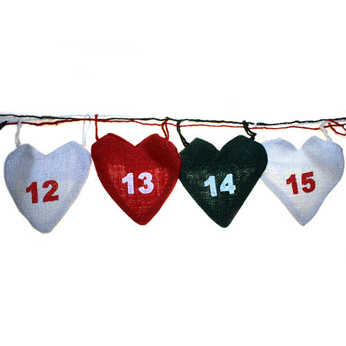 Eco Friendly Jute Advent Calendars Advent Calendar Soul Inspired Christmas Hearts