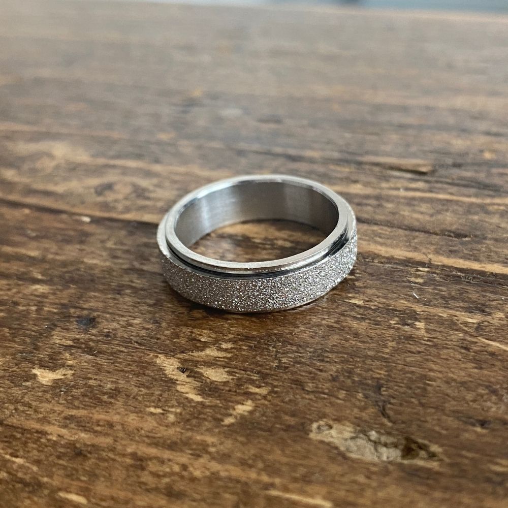 Frosted Anxiety Spinner Ring Spinner Ring Soul Inspired Silver L ½