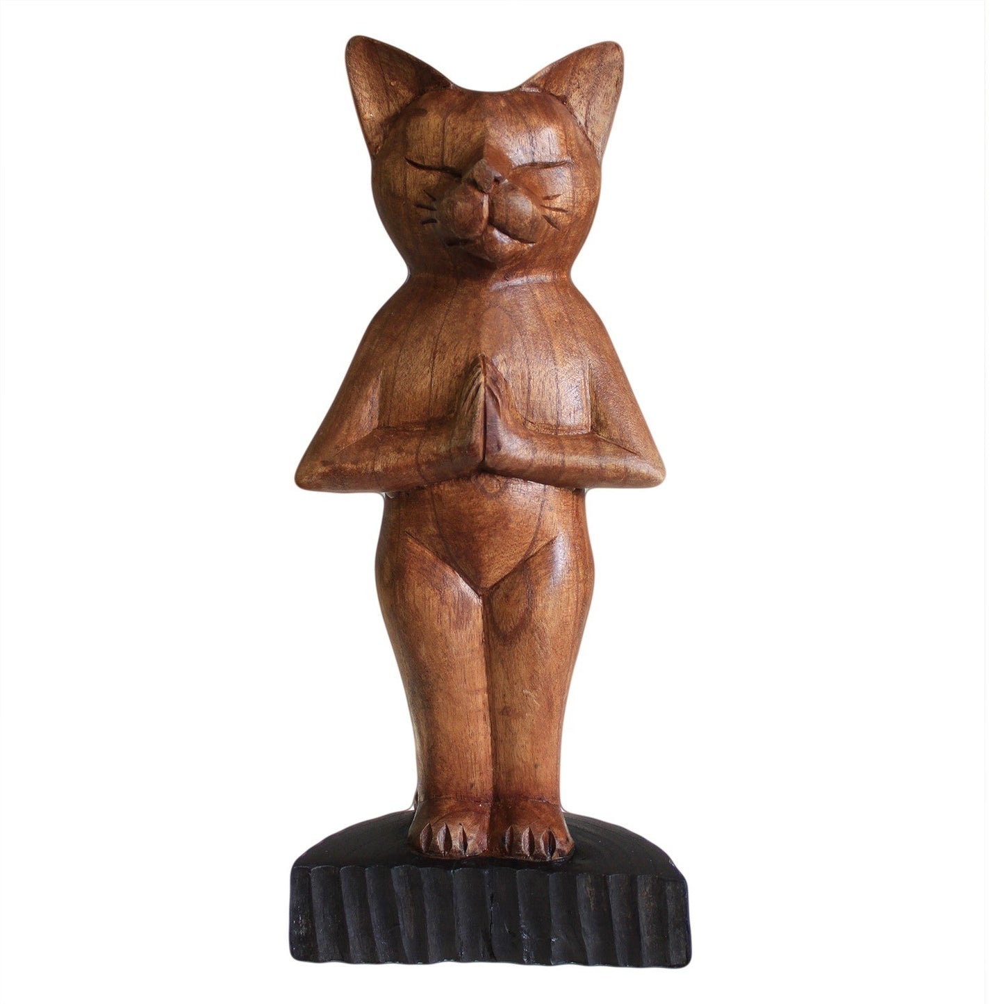 Hand Carved Yoga Cats Ornament Soul Inspired Standing
