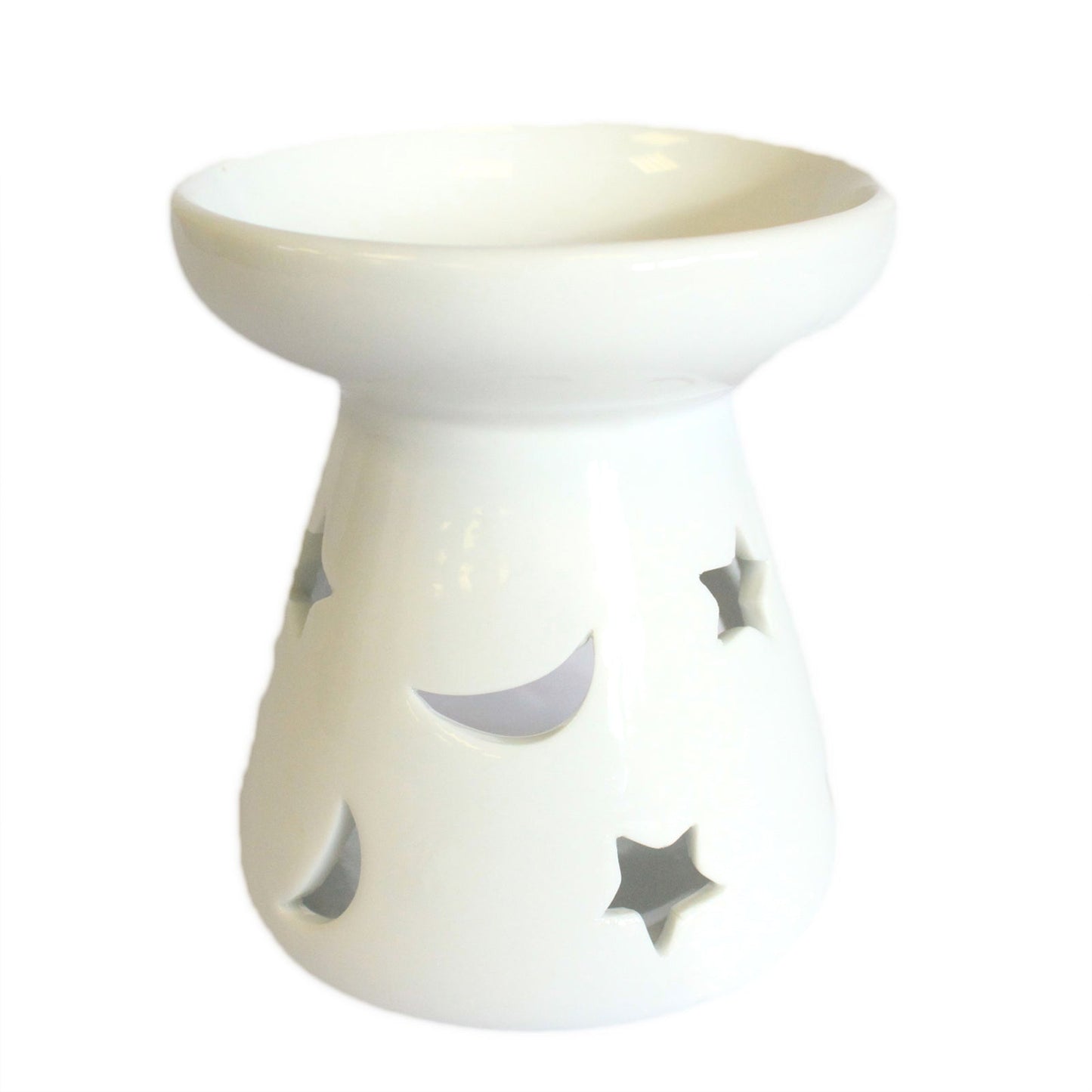 Large Classic White Oil Burner - Moon & Star Oil Burner Soul Inspired