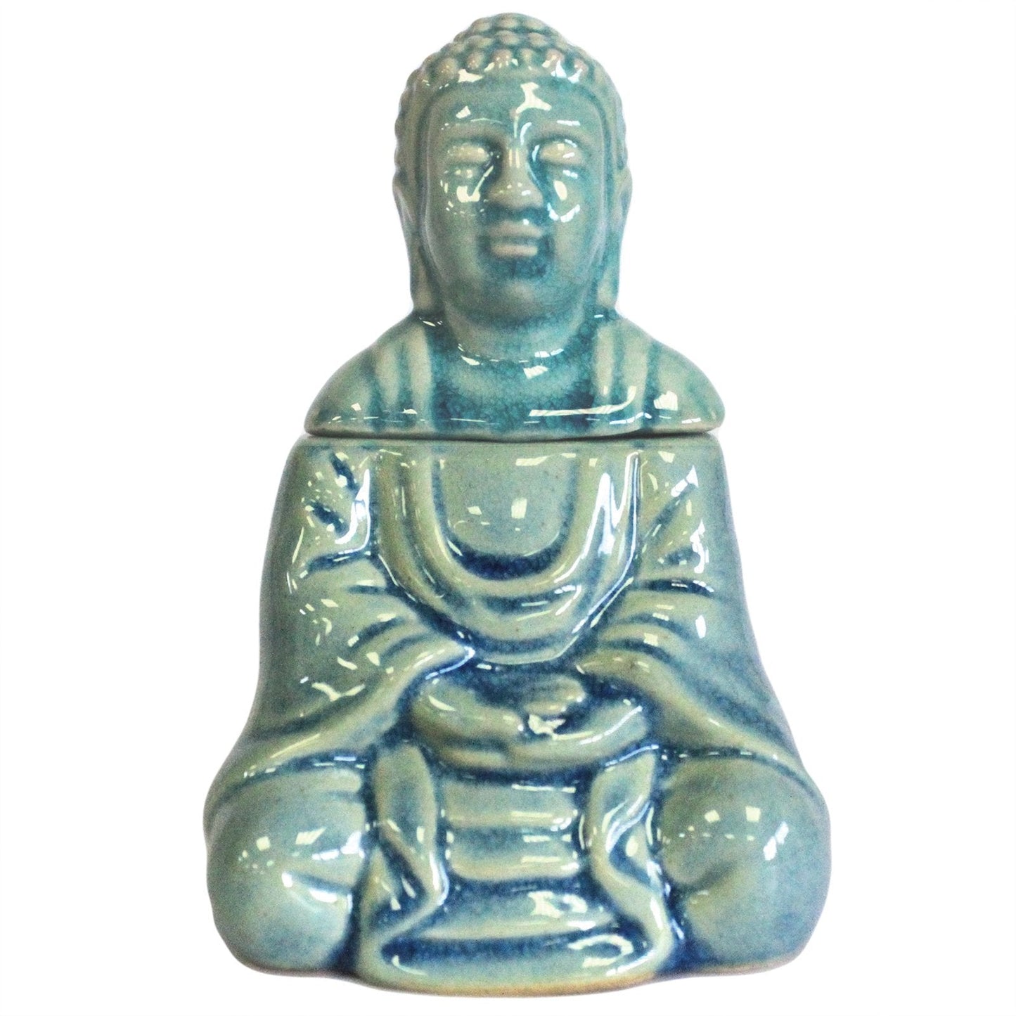 Large Sitting Buddha Oil Burner Buddha Oil Burner Soul Inspired Blue