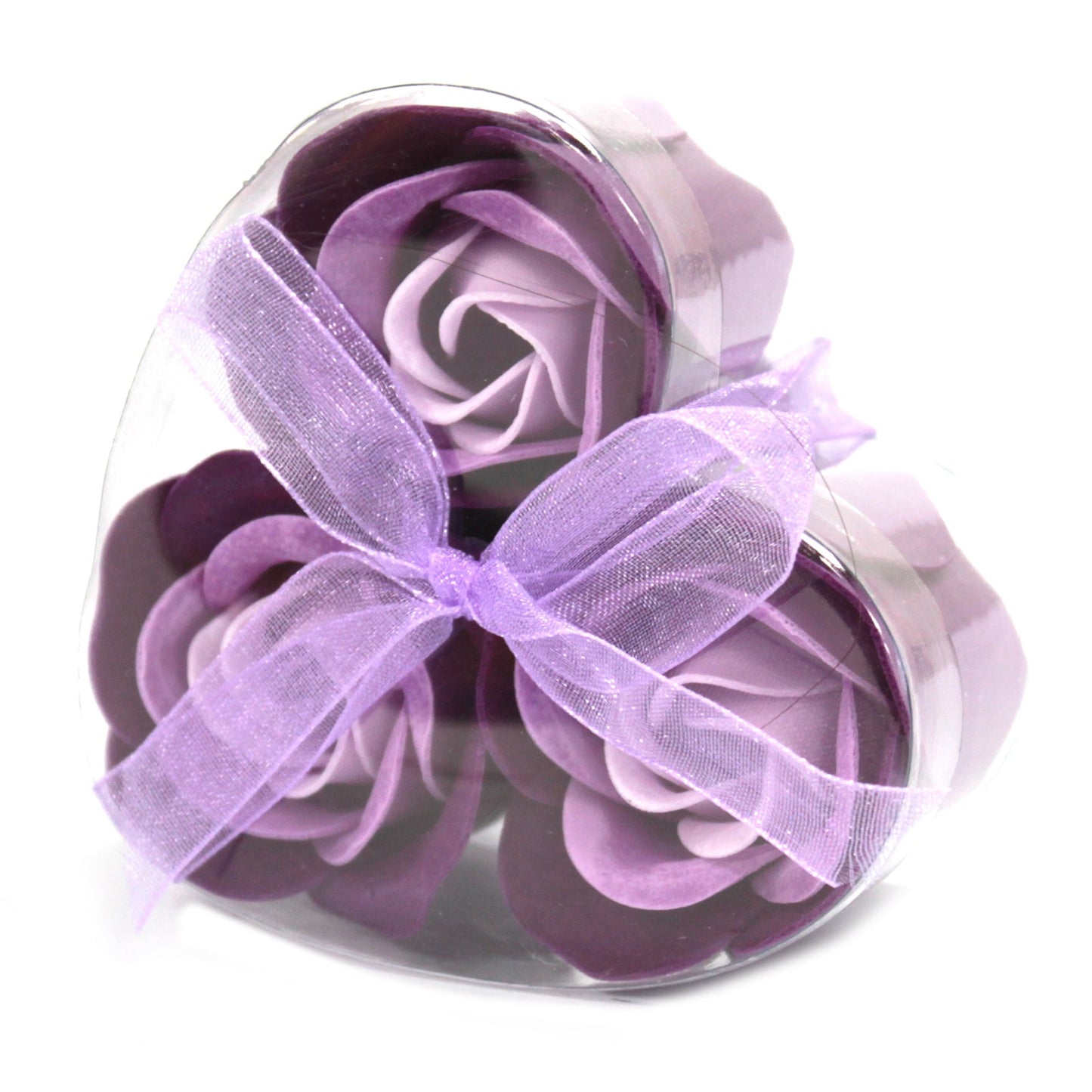 Set of 3 Soap Roses in Heart Box Soap Flowers Soul Inspired Lavender