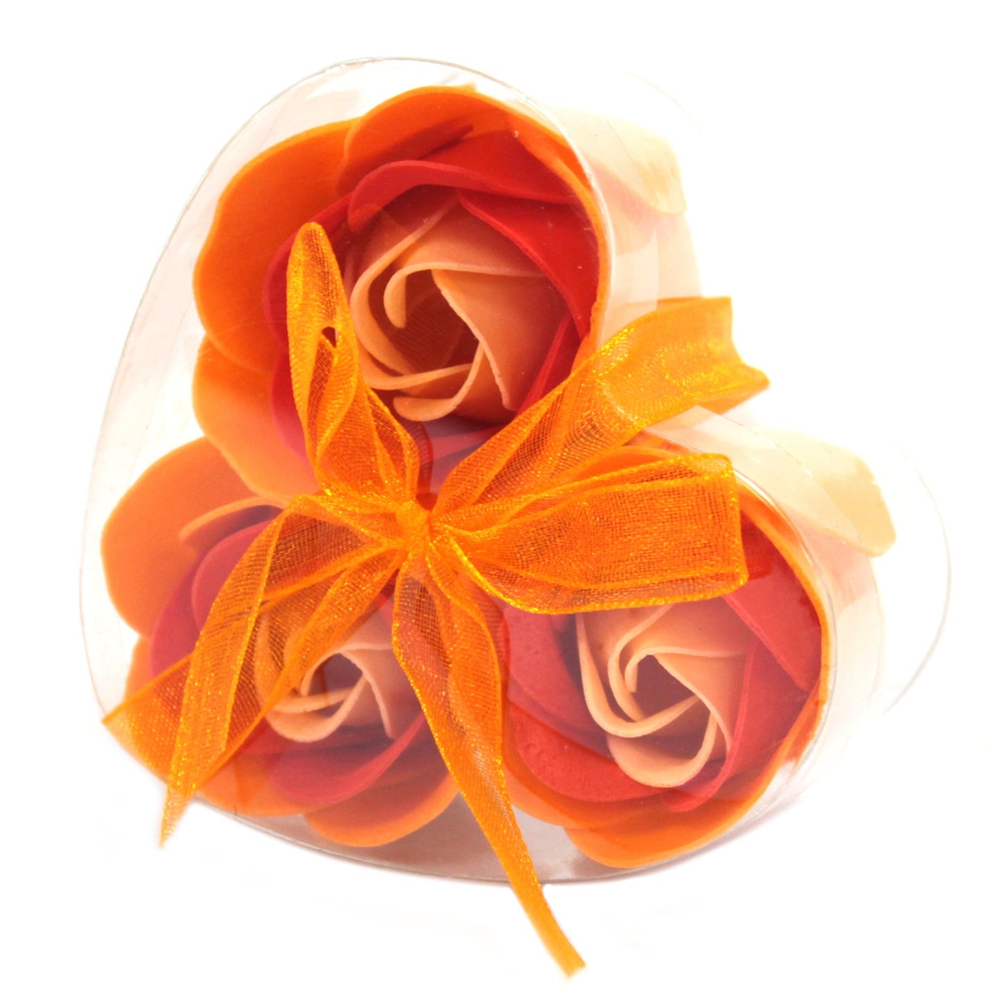 Set of 3 Soap Roses in Heart Box Soap Flowers Soul Inspired Peach