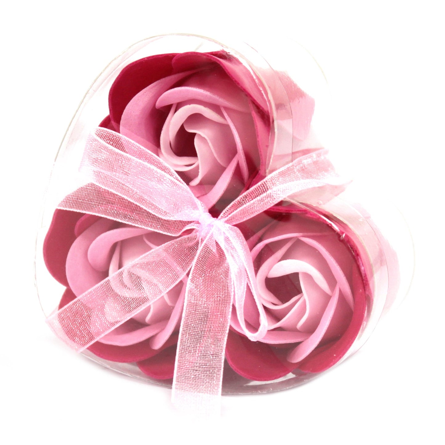 Set of 3 Soap Roses in Heart Box Soap Flowers Soul Inspired Pink