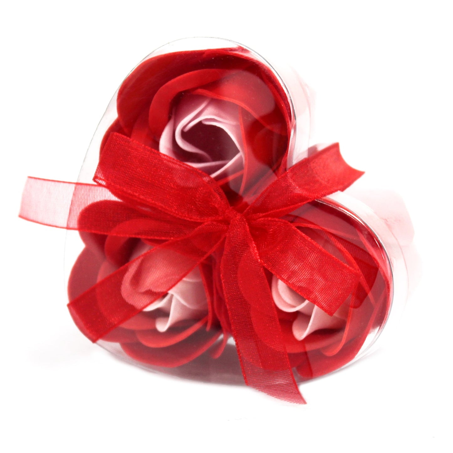 Set of 3 Soap Roses in Heart Box Soap Flowers Soul Inspired Red