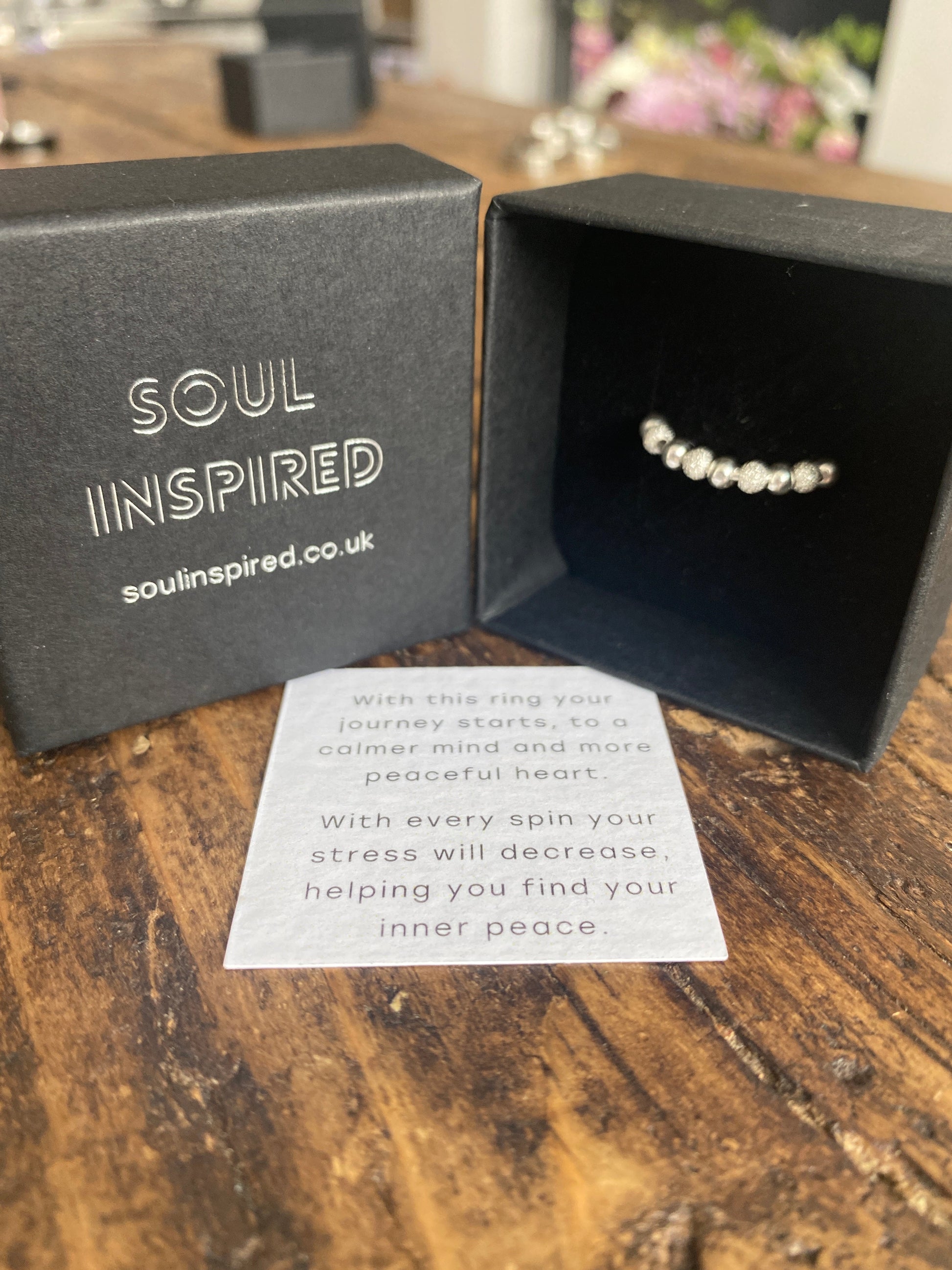 Silver Beaded Anxiety Ring Spinner Ring Soul Inspired