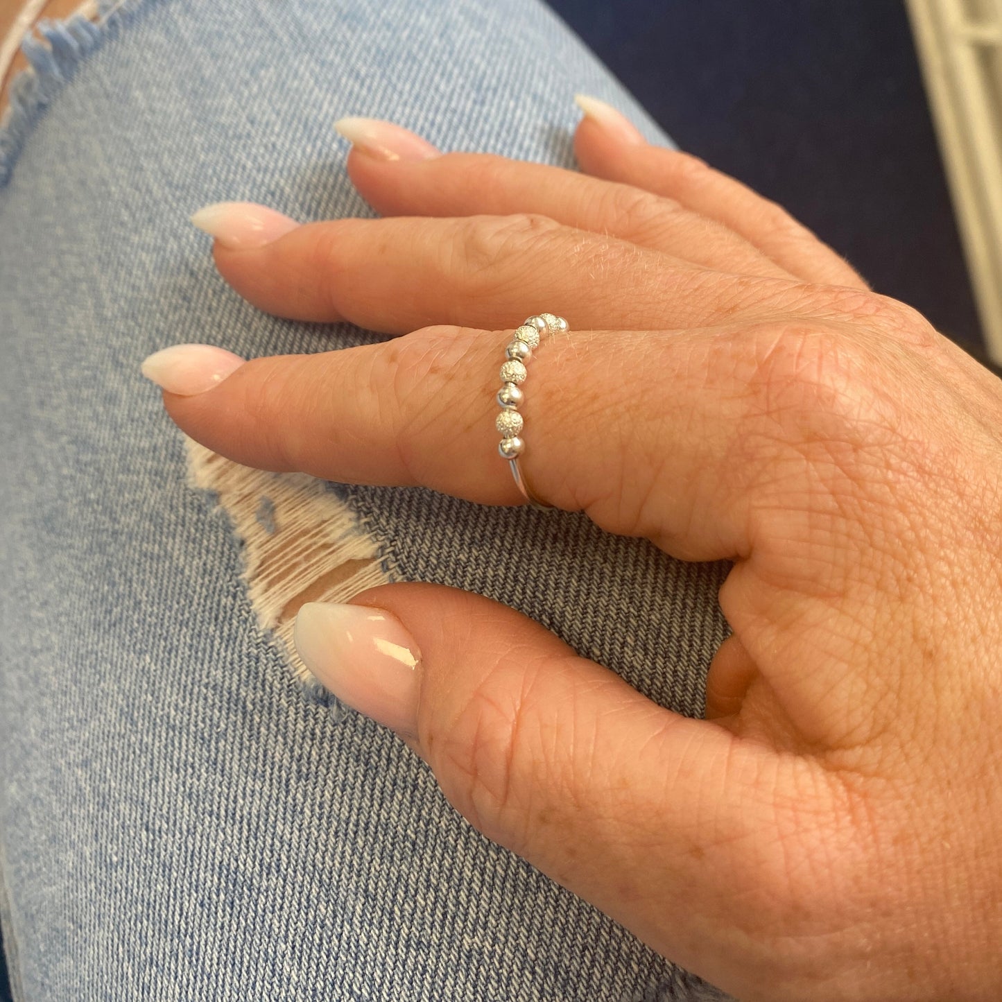 Silver Beaded Anxiety Ring Spinner Ring Soul Inspired