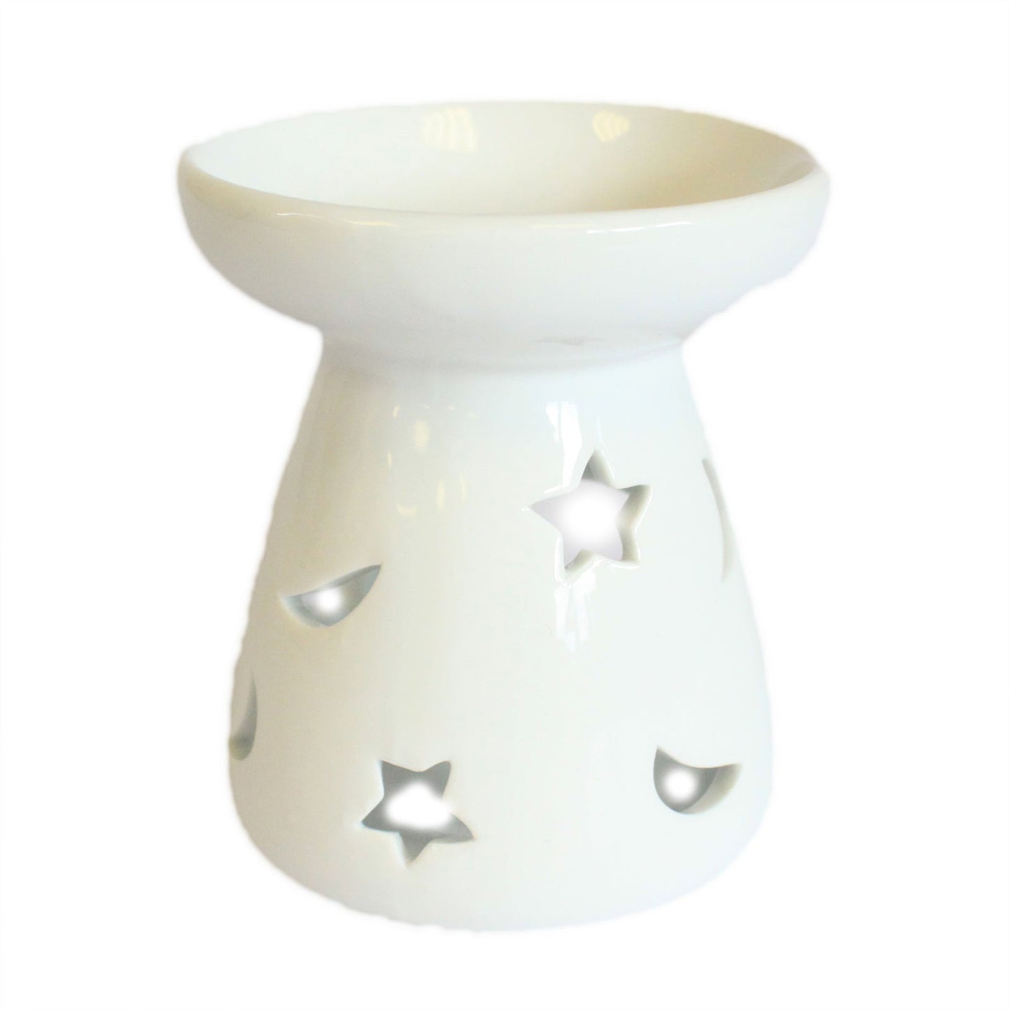 Small Classic White Oil Burner - Moon & Star Oil Burner Soul Inspired