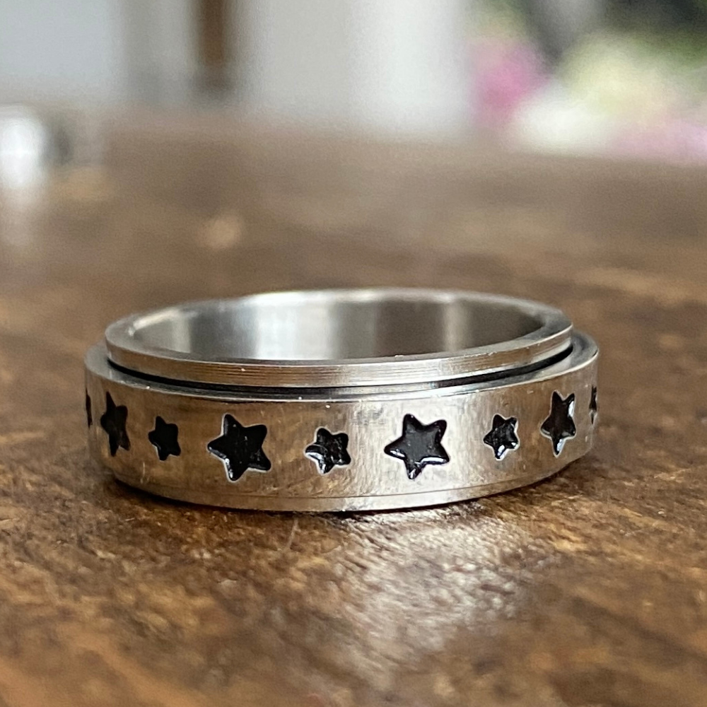 Anxiety Spinner Rings - Stainless Steel - Various Designs Soul Inspired Stars L ½ 