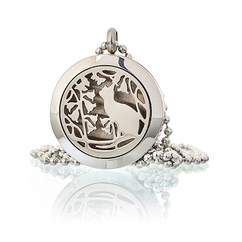 Aromatherapy Diffuser Necklace Aromatherapy Diffuser Necklace Soul Inspired Cat & Flowers 25mm 