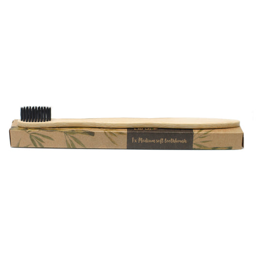 Bamboo Toothbrush - Charcoal Medium Soft Single Toothbrush AW Earth 