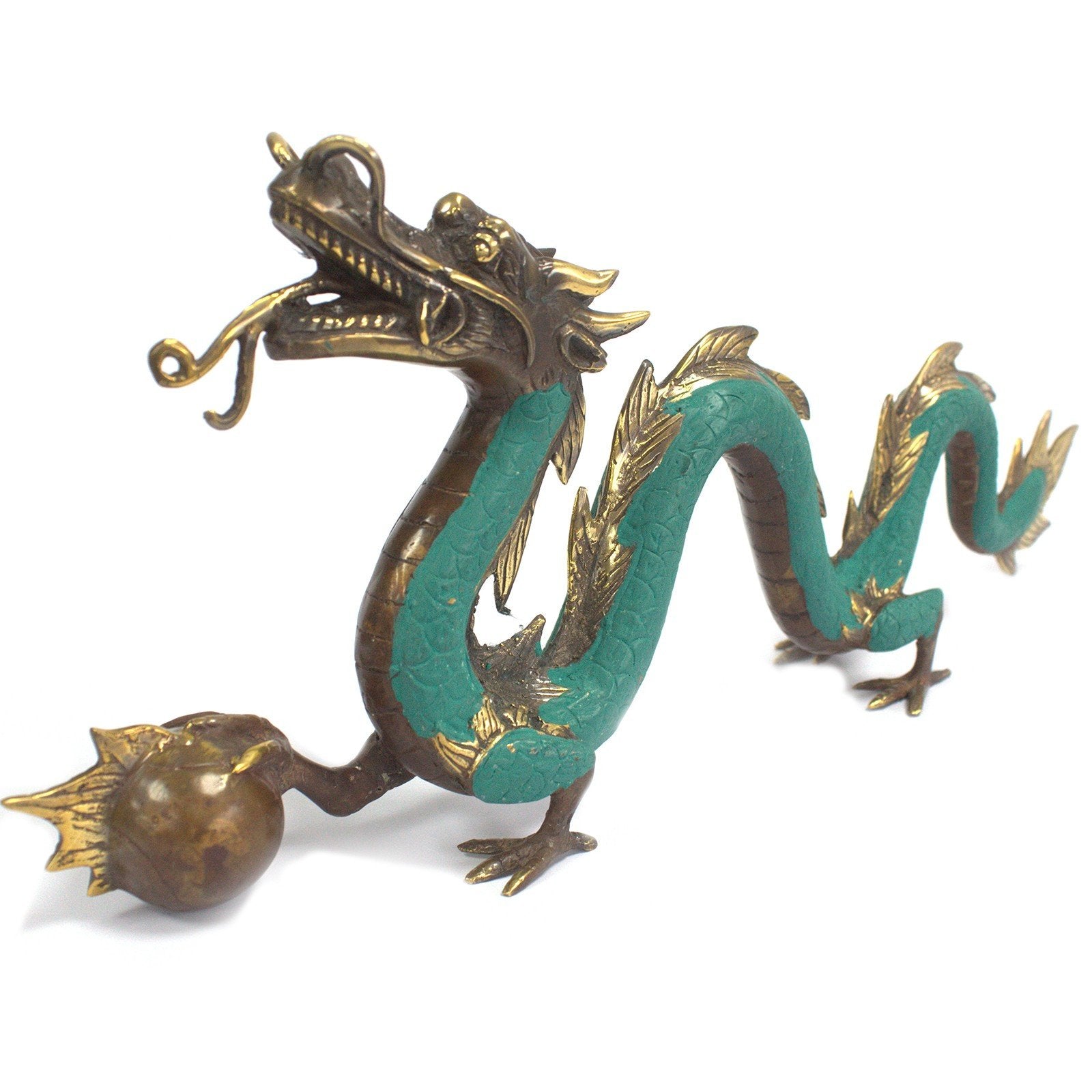 Feng Shui - Big Dragon with Ball Brass Fengshui Soul Inspired Large 