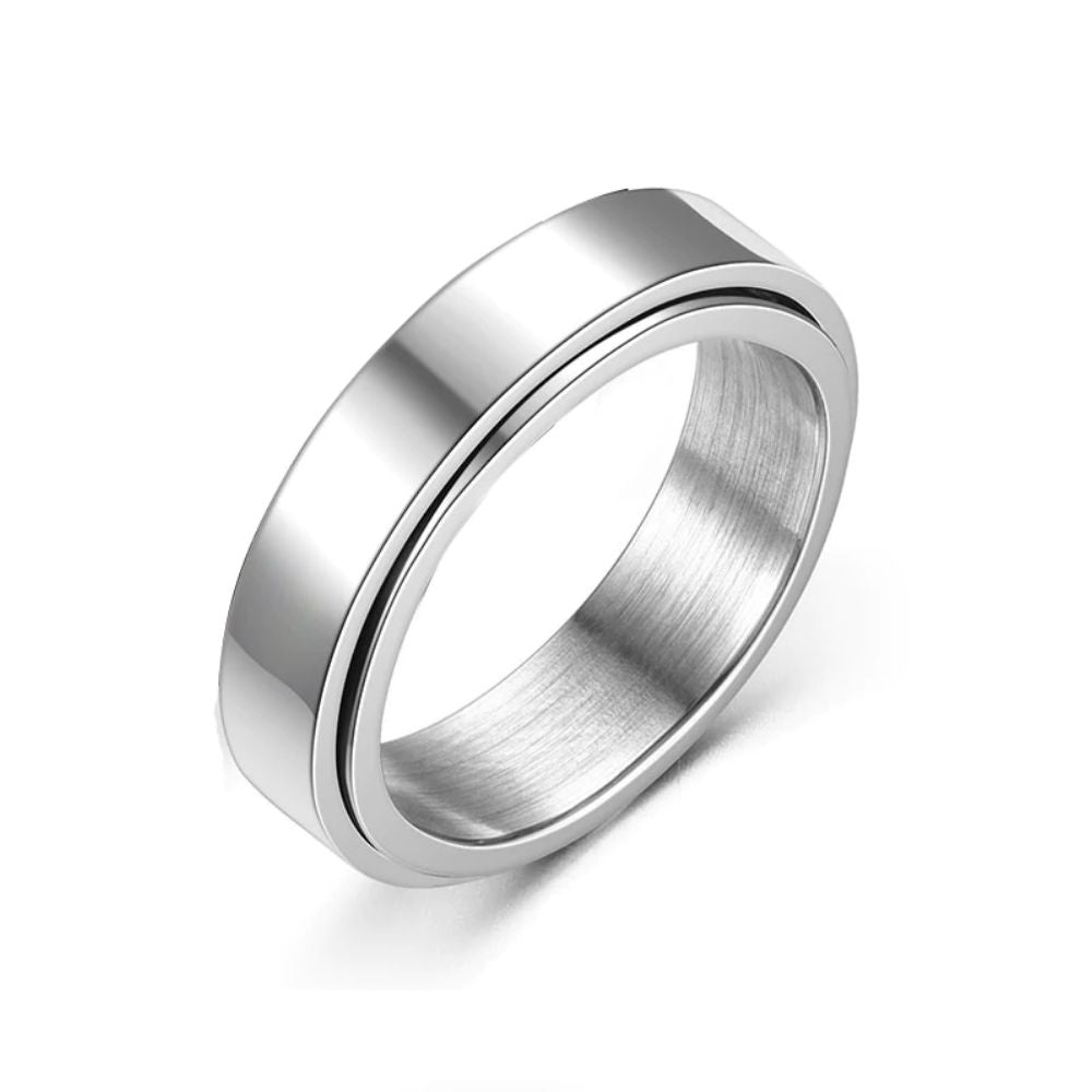 Fidget Spinner Ring for Anxiety - Block Colour Spinner Ring Soul Inspired Silver L ½ 