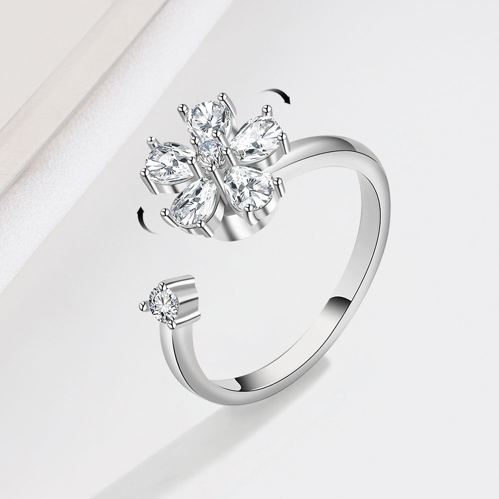 Flower Diamond Anxiety Spinning Ring Soul Inspired 