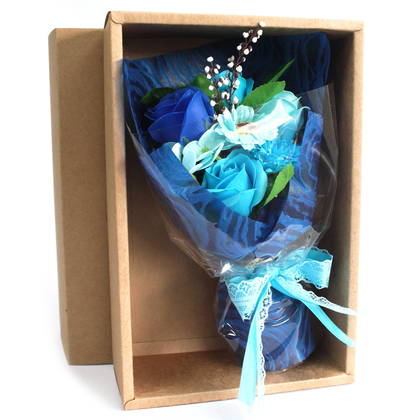 Flower Soap Bouquet - Gift Boxed Soap Flowers Soul Inspired Blue 