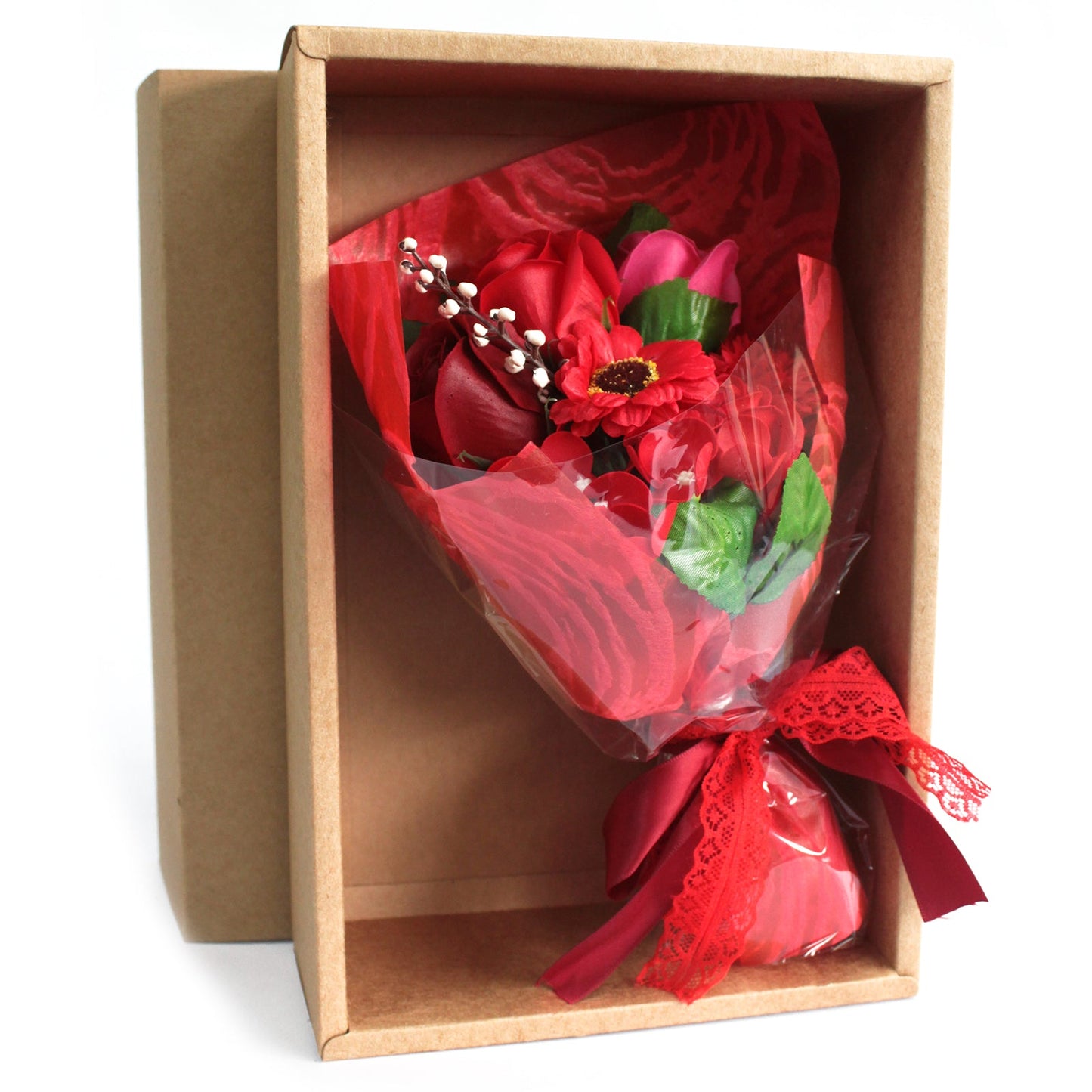 Flower Soap Bouquet - Gift Boxed Soap Flowers Soul Inspired Red 