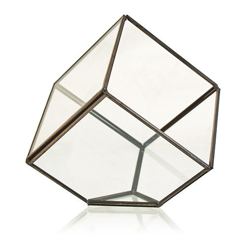 Glass & Brass Terrariums Terrariums Soul Inspired Cube on Corner 