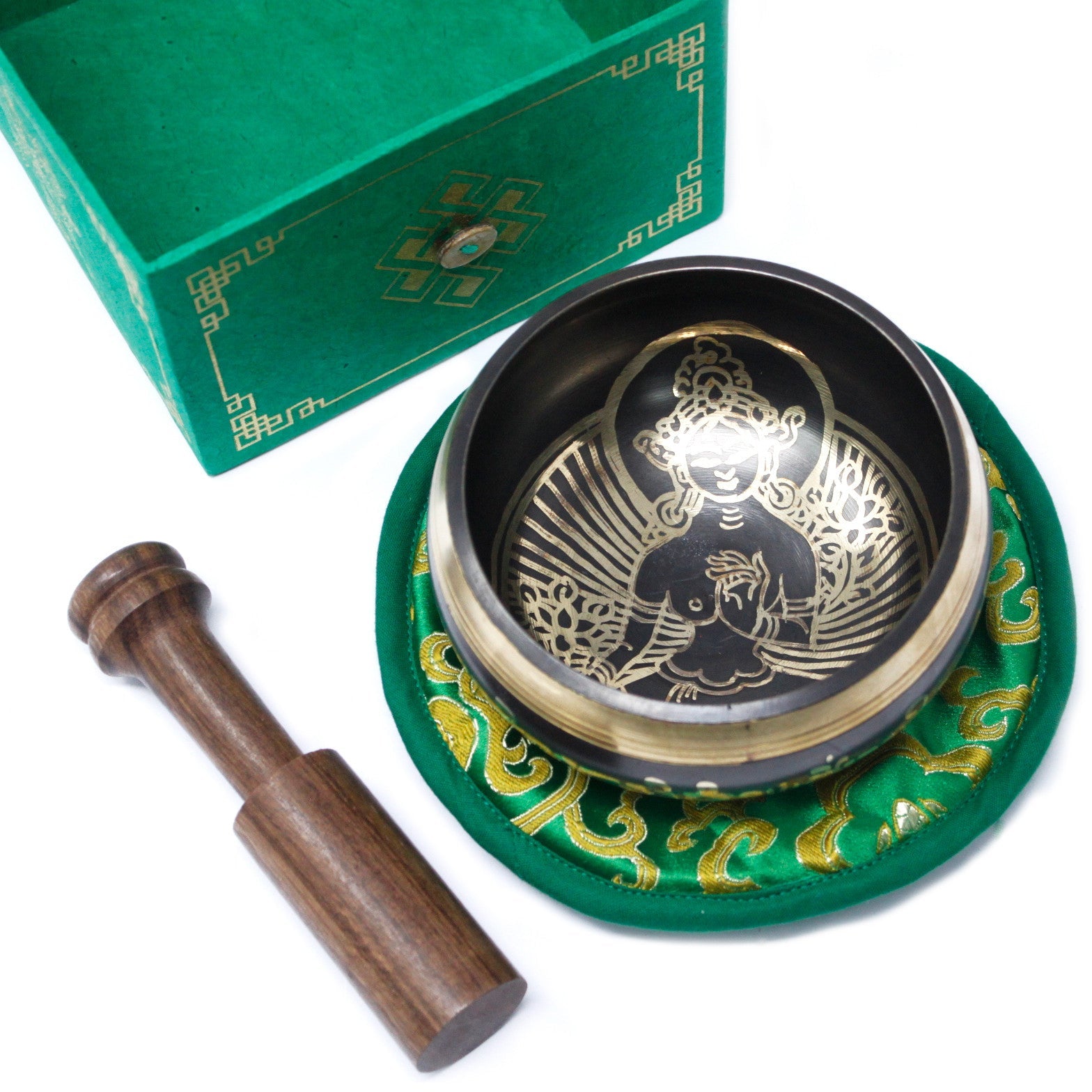 Green Tara Singing Bowl Set - 10cm Singing Bowl Soul Inspired 