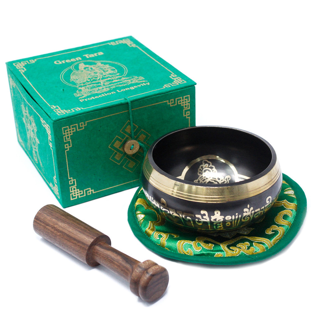 Green Tara Singing Bowl Set - 10cm Singing Bowl Soul Inspired 
