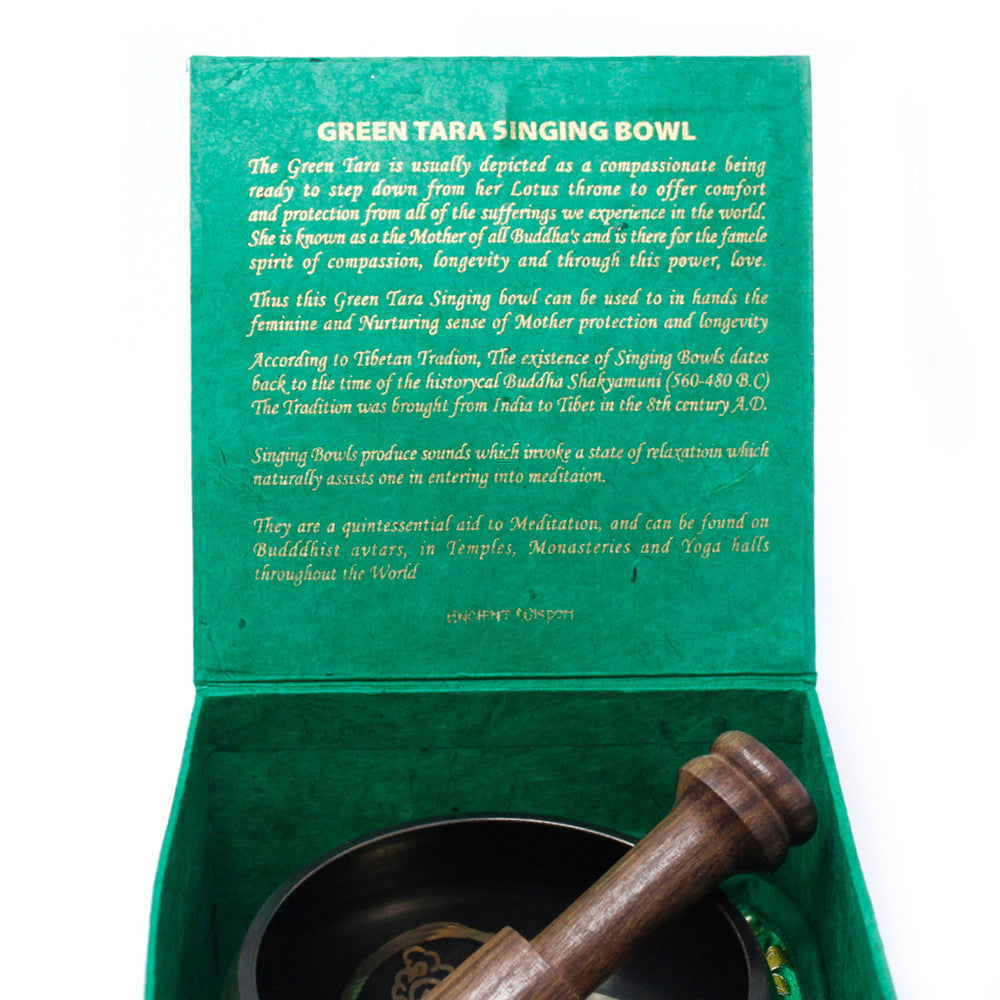 Green Tara Singing Bowl Set - 10cm Singing Bowl Soul Inspired 