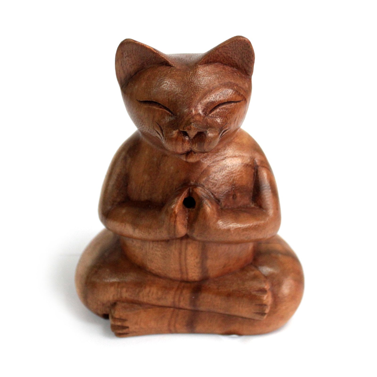 Hand Carved Yoga Cat Incense Burner Hand Carved Wooden Incesnse Burners Soul Inspired Large 