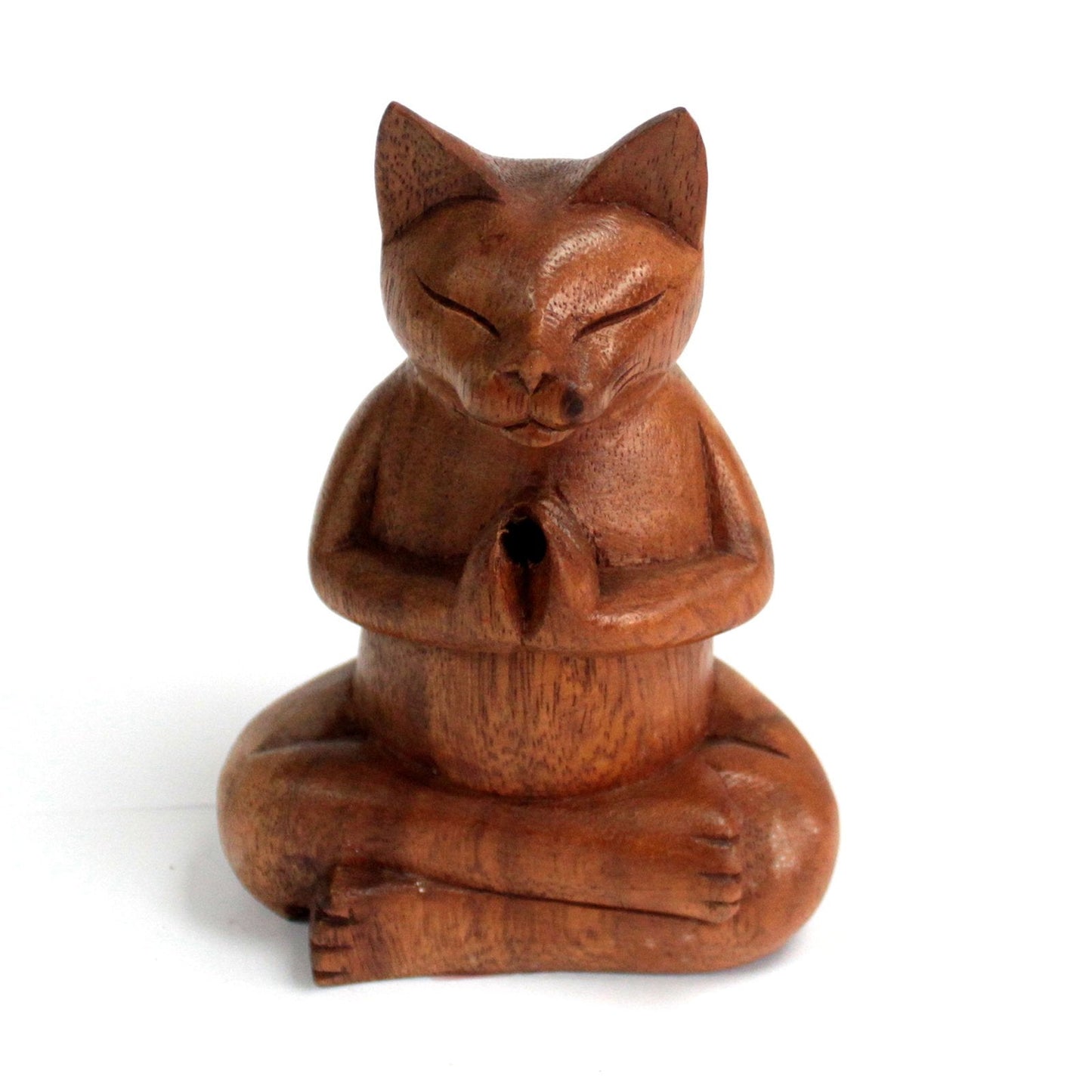 Hand Carved Yoga Cat Incense Burner Hand Carved Wooden Incesnse Burners Soul Inspired Medium 