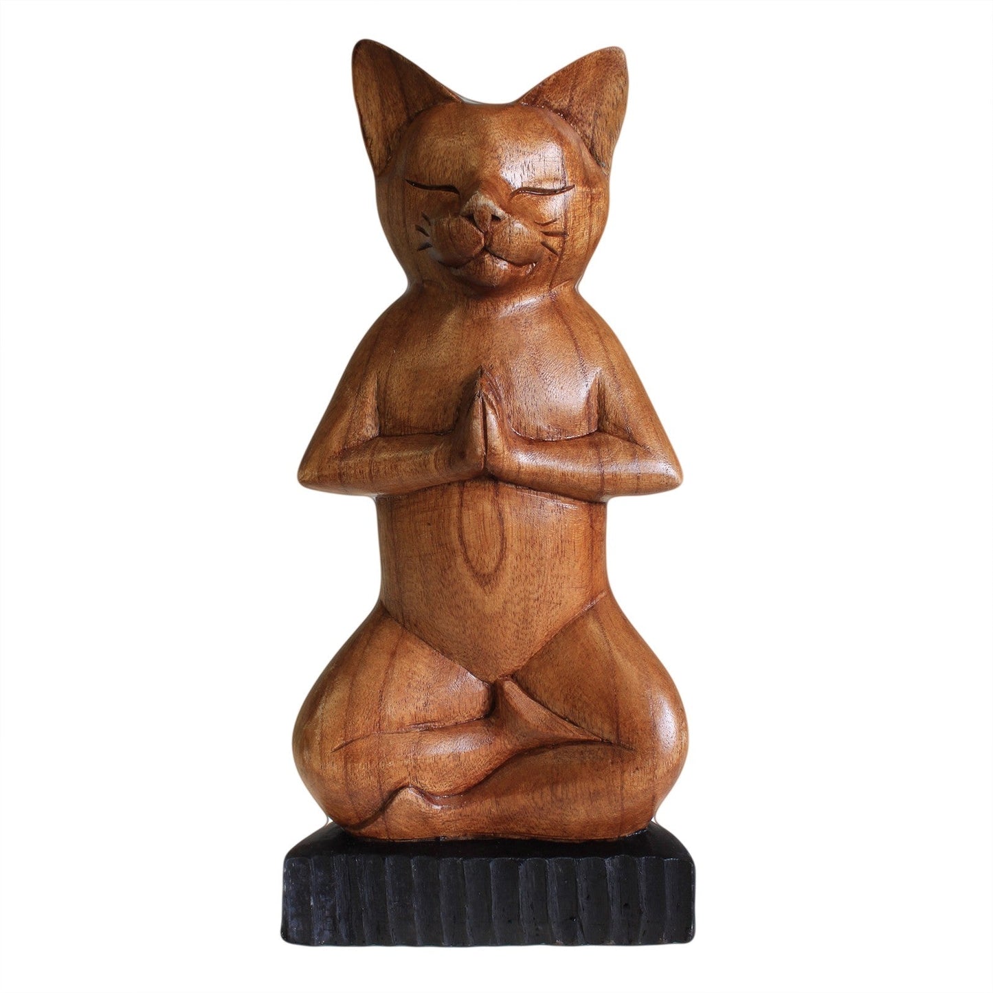 Hand Carved Yoga Cats Ornament Soul Inspired Lotus 