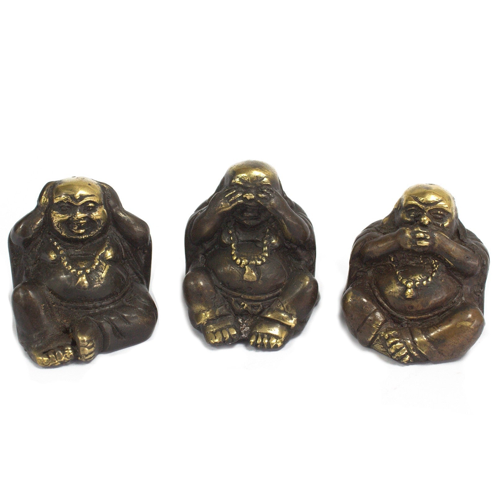 Hear No Evil Set of 3 Brass Fengshui Soul Inspired Buddha 