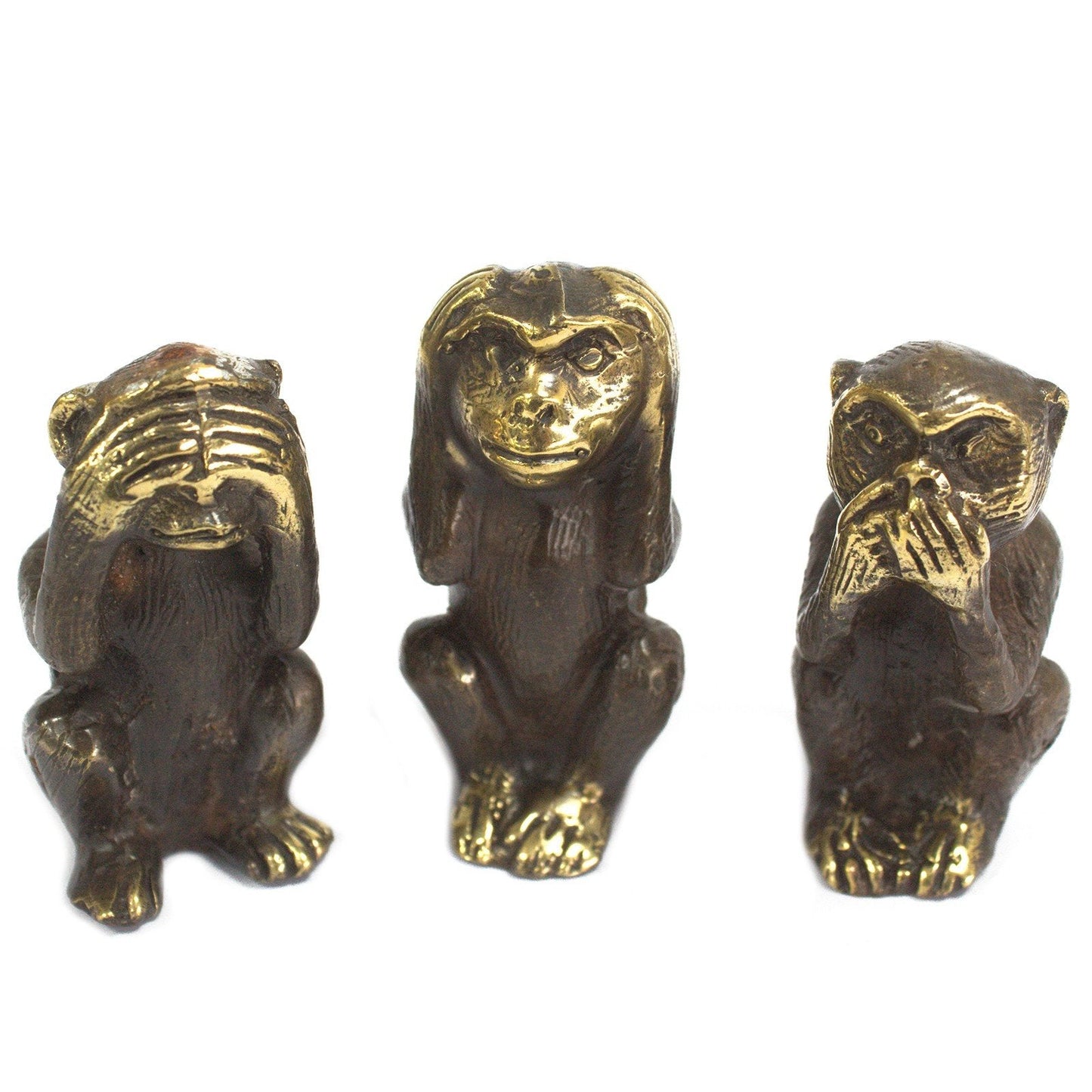 Hear No Evil Set of 3 Brass Fengshui Soul Inspired Monkeys 