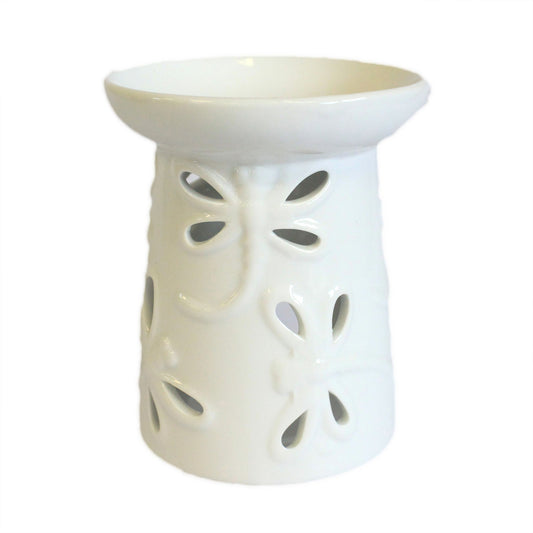 Large Classic White Oil Burner - Dragonfly Oil Burner Soul Inspired 