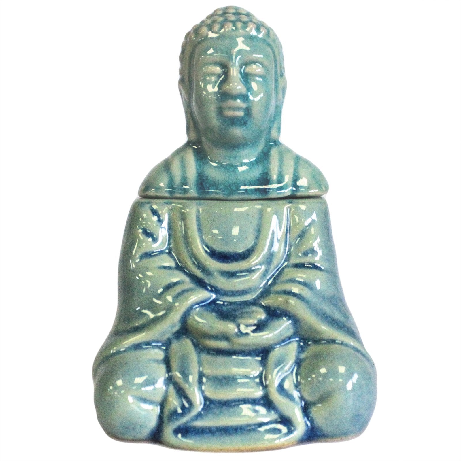 Large Sitting Buddha Oil Burner Buddha Oil Burner Soul Inspired Blue 