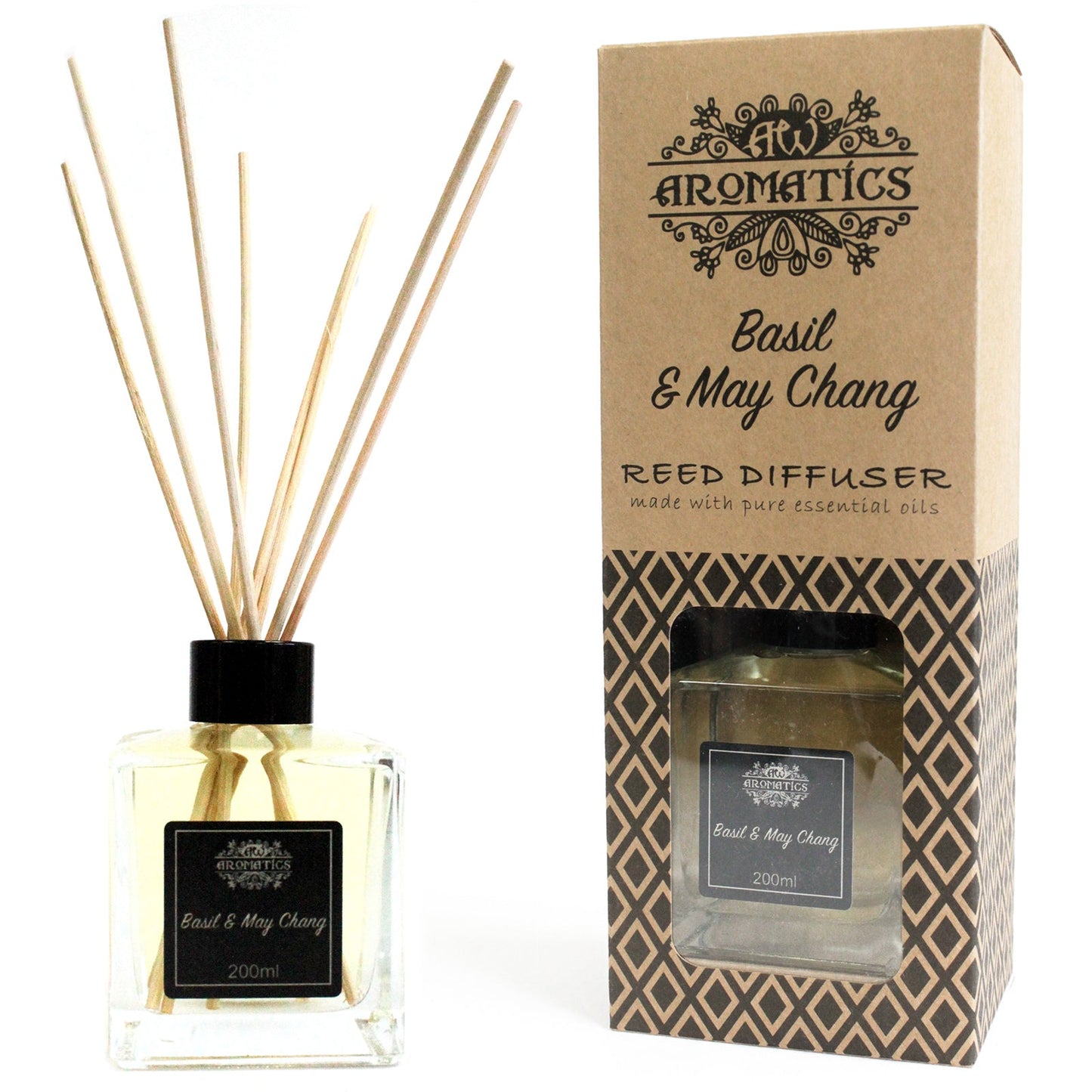 Luxury Essential Oils Reed Diffuser - Various Blends Pure Essential Oils Reed Diffusers Soul Inspired Basil & May Chang 