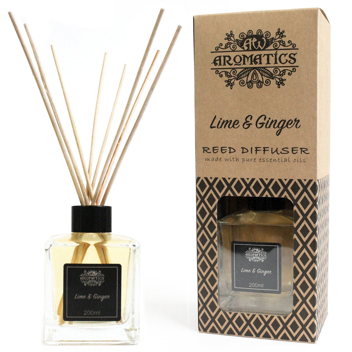 Luxury Essential Oils Reed Diffuser - Various Blends Pure Essential Oils Reed Diffusers Soul Inspired Lime & Ginger 