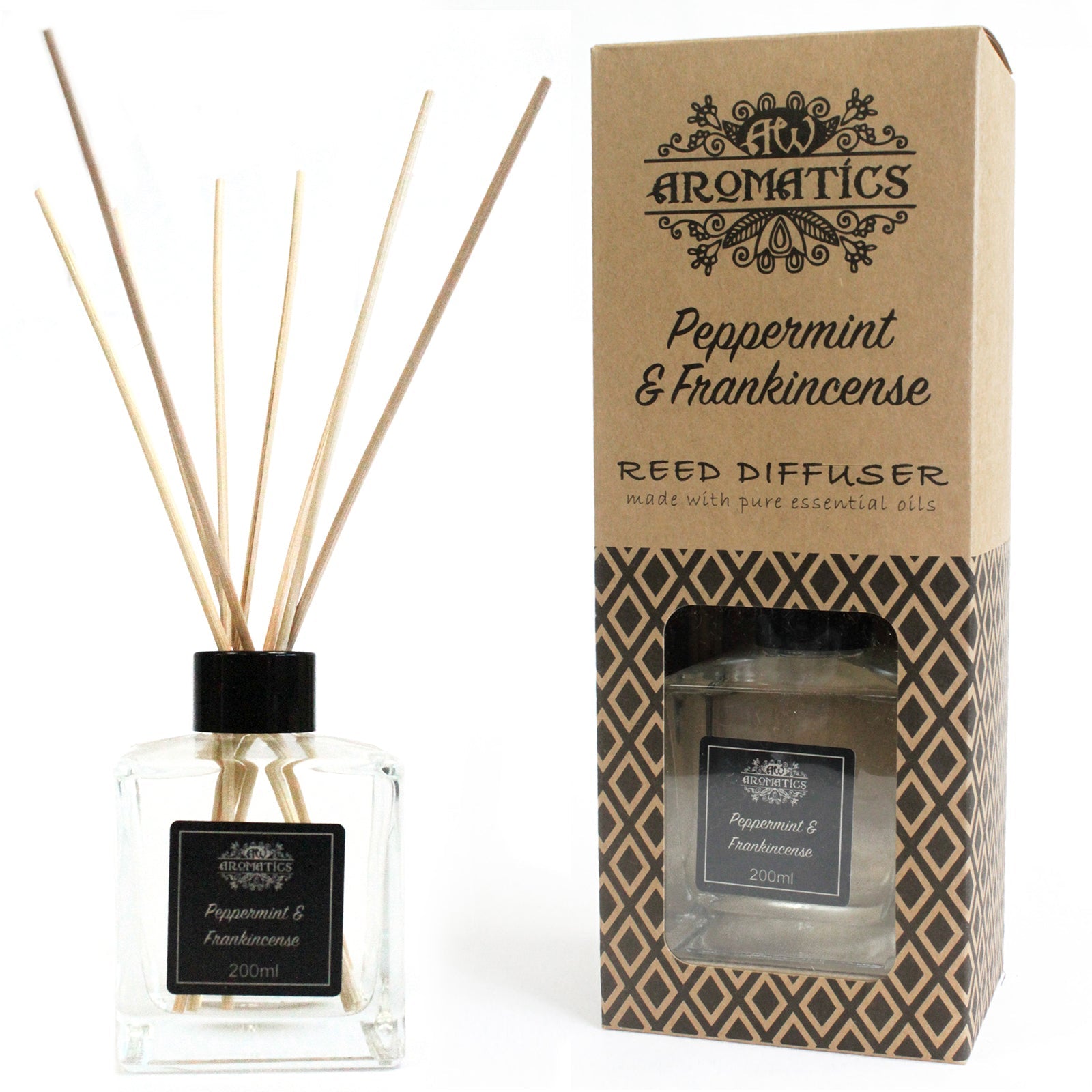 Luxury Essential Oils Reed Diffuser - Various Blends Pure Essential Oils Reed Diffusers Soul Inspired Peppermint & Frankincense 