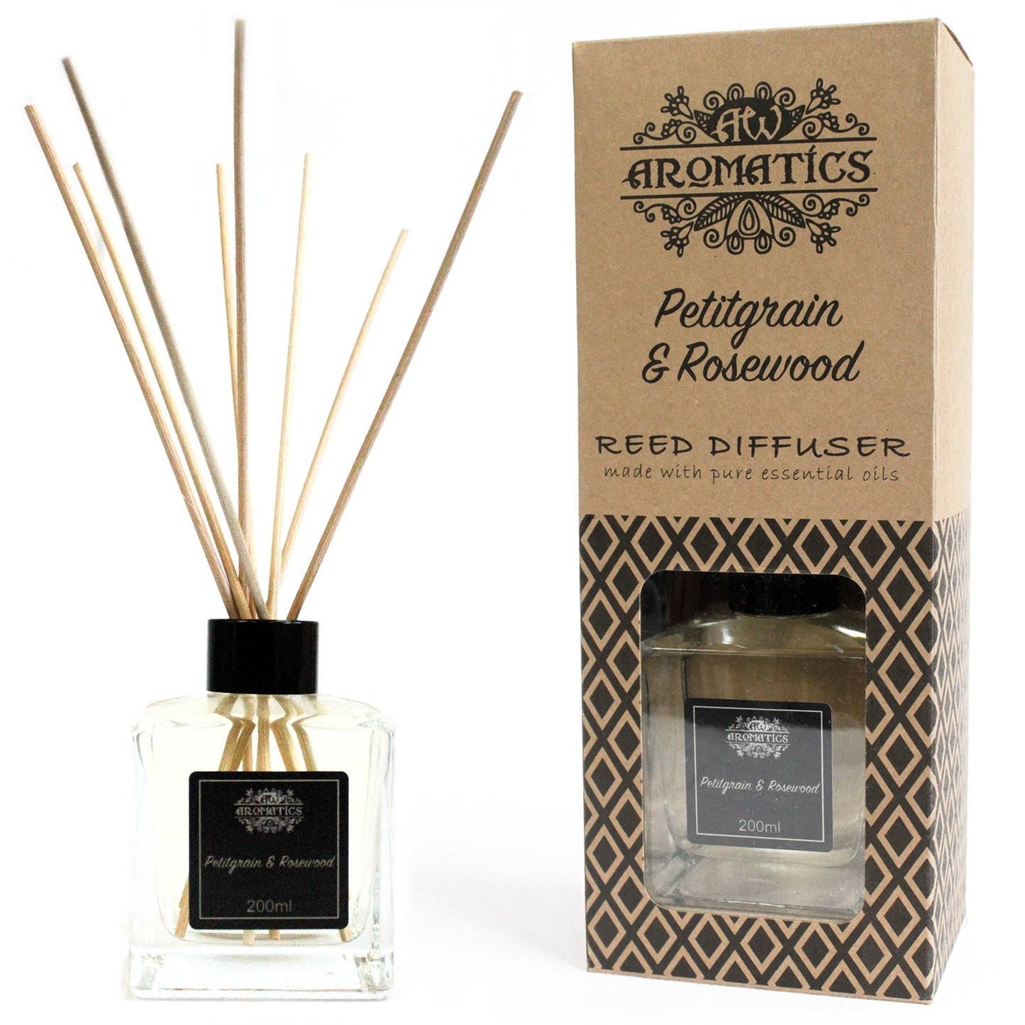 Luxury Essential Oils Reed Diffuser - Various Blends Pure Essential Oils Reed Diffusers Soul Inspired Petitgrain & Rosewood 