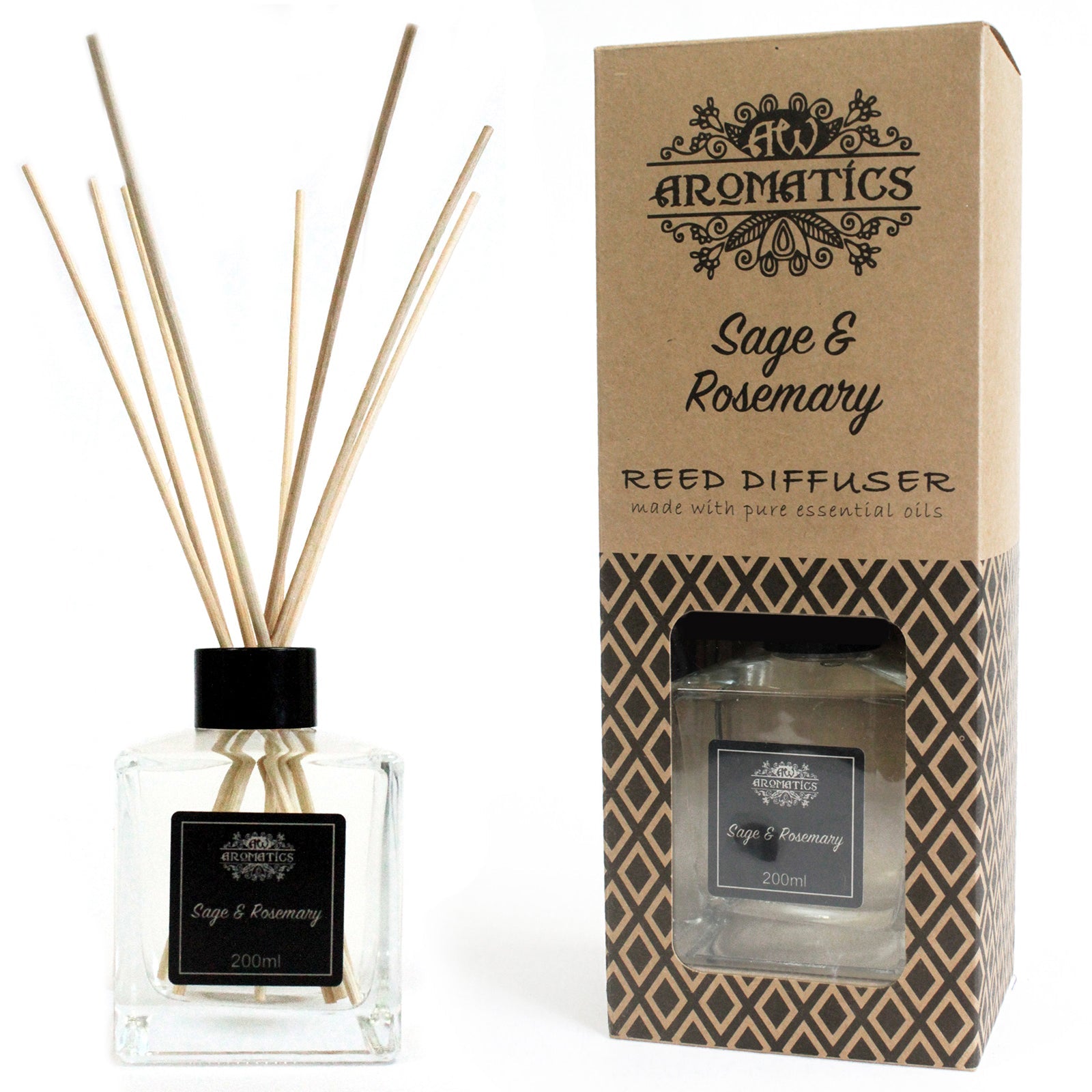 Luxury Essential Oils Reed Diffuser - Various Blends Pure Essential Oils Reed Diffusers Soul Inspired Sage & Rosemary 