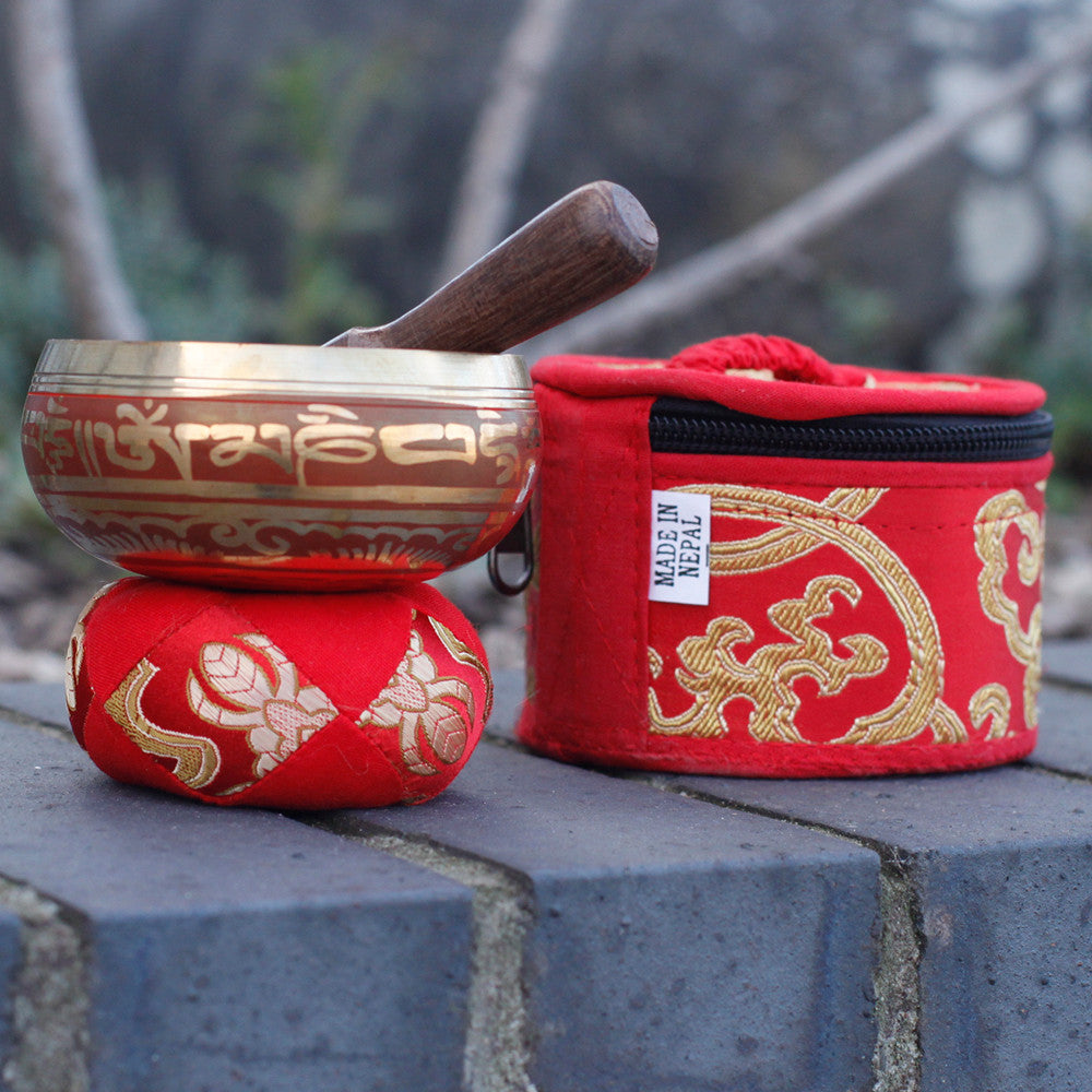 Mini Singing Bowl Gifts Sets Singing Bowl Soul Inspired Red 