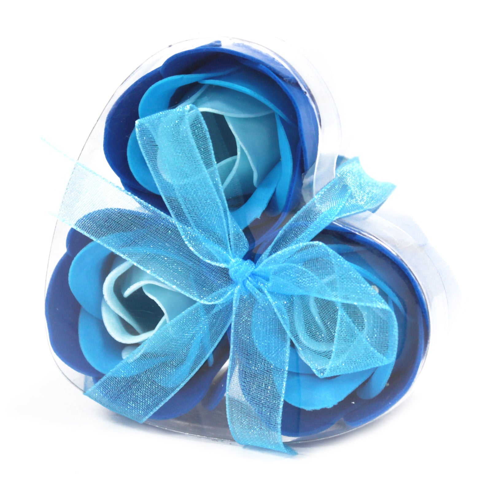 Set of 3 Soap Roses in Heart Box Soap Flowers Soul Inspired Blue Wedding 