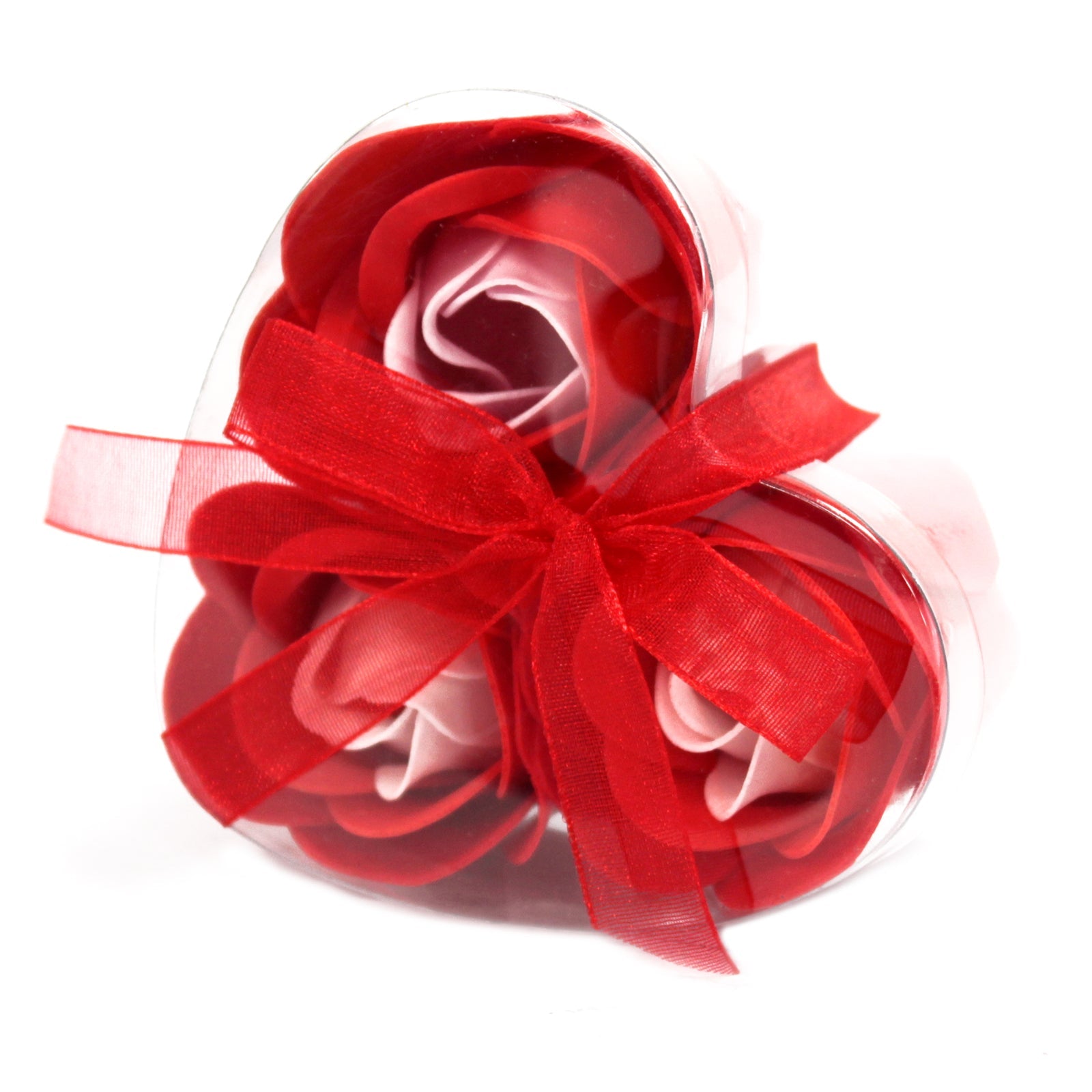 Set of 3 Soap Roses in Heart Box Soap Flowers Soul Inspired Red 