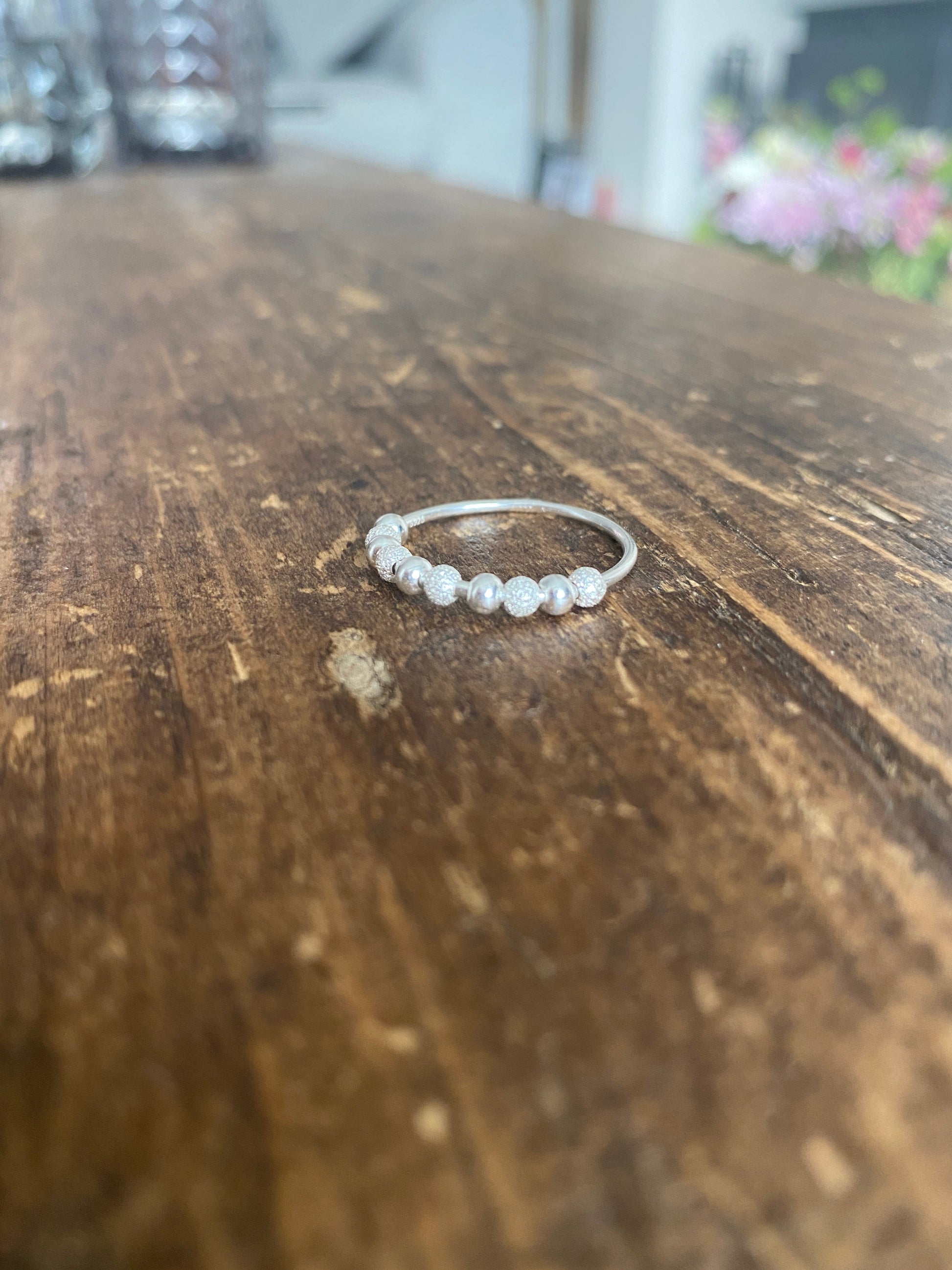 Silver Beaded Anxiety Ring Spinner Ring Soul Inspired 