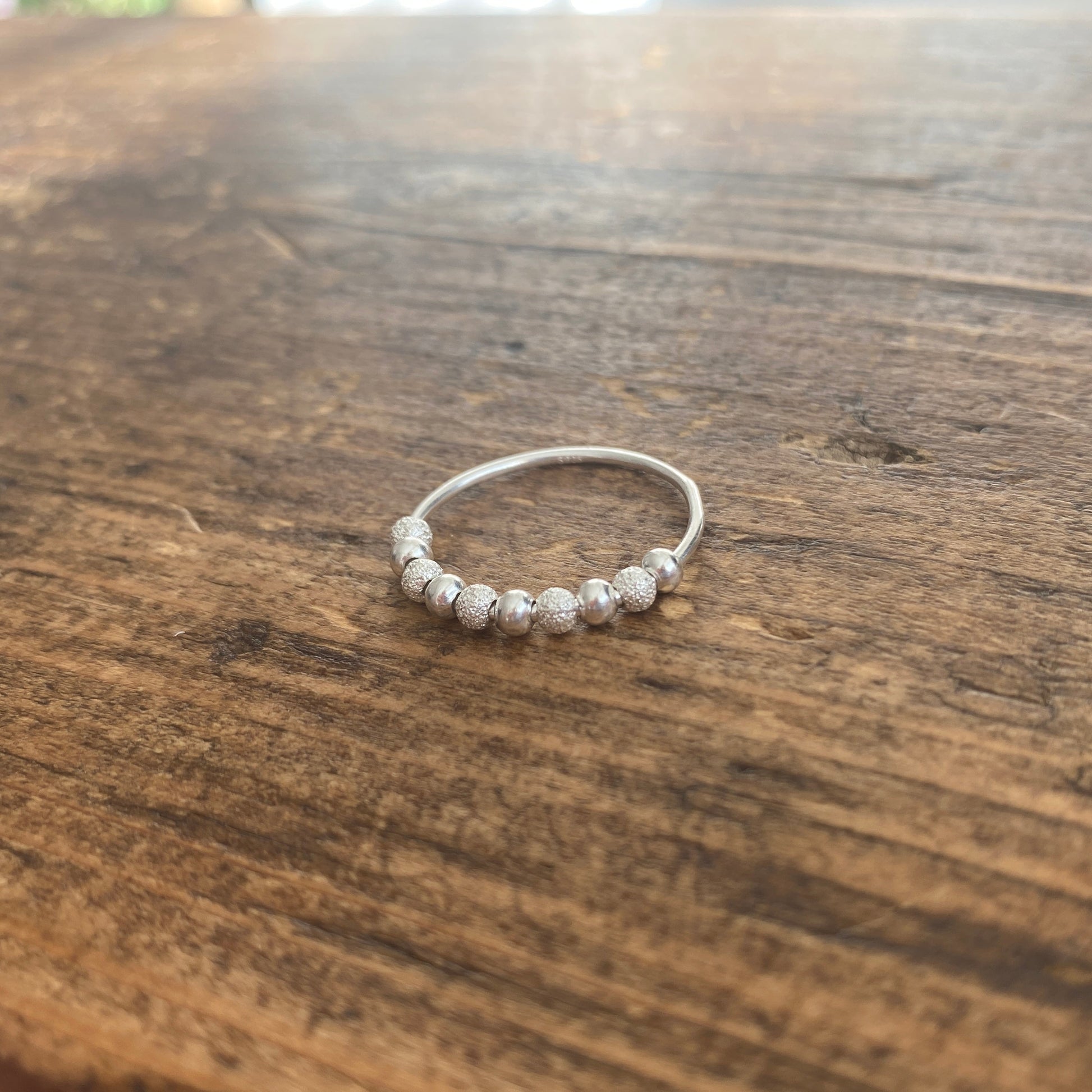 Silver Beaded Anxiety Ring Spinner Ring Soul Inspired 