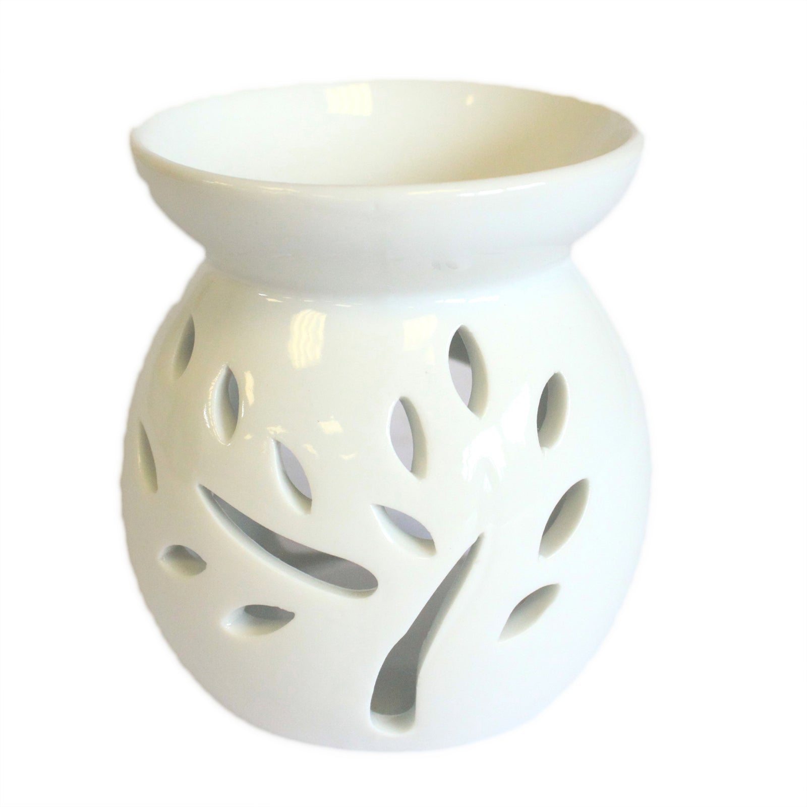 Small Classic White Oil Burner - Tree Cut-out Oil Burner Soul Inspired 