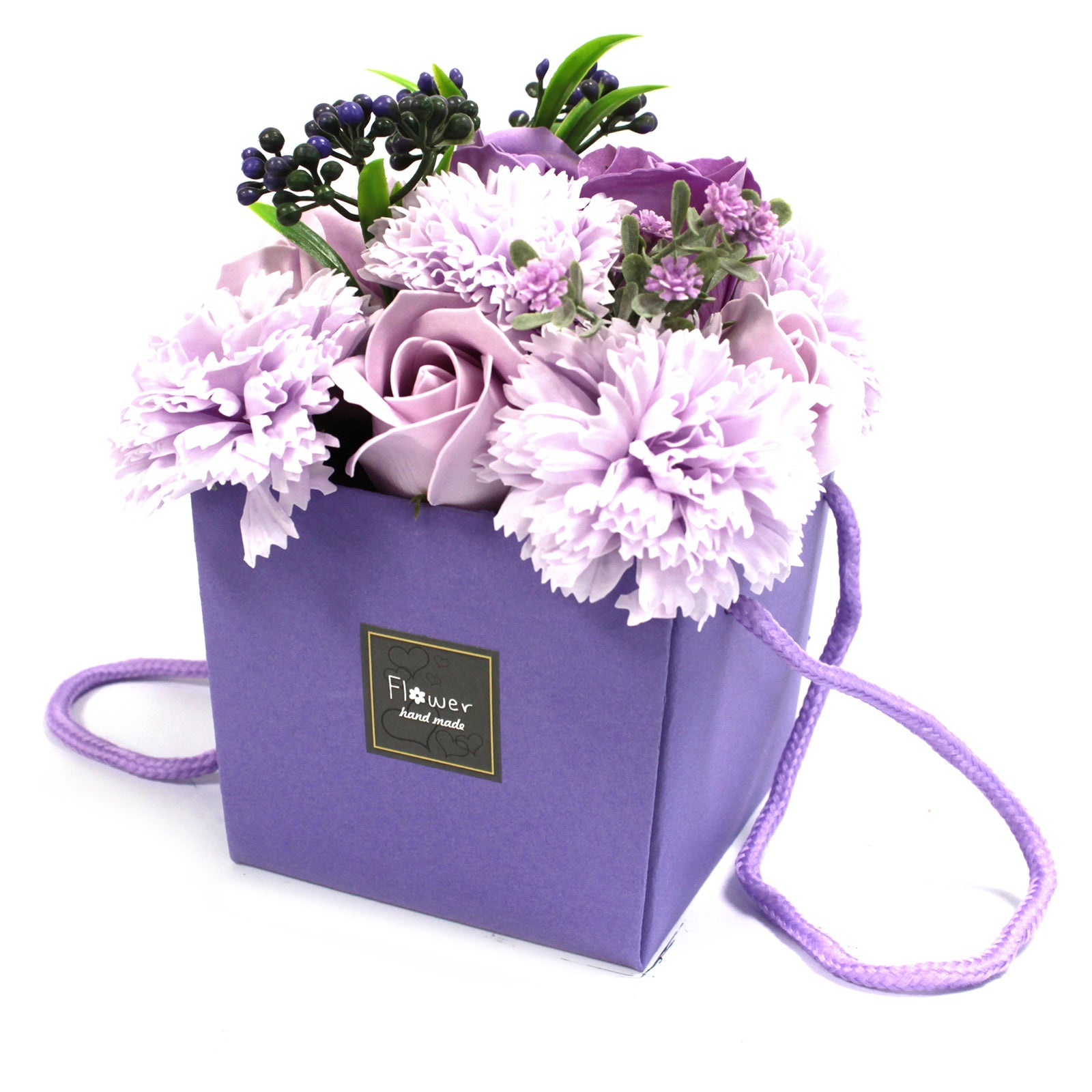 Soap Flower Bouquet in Box Soap Flowers Soul Inspired Lavender Rose & Carnation 