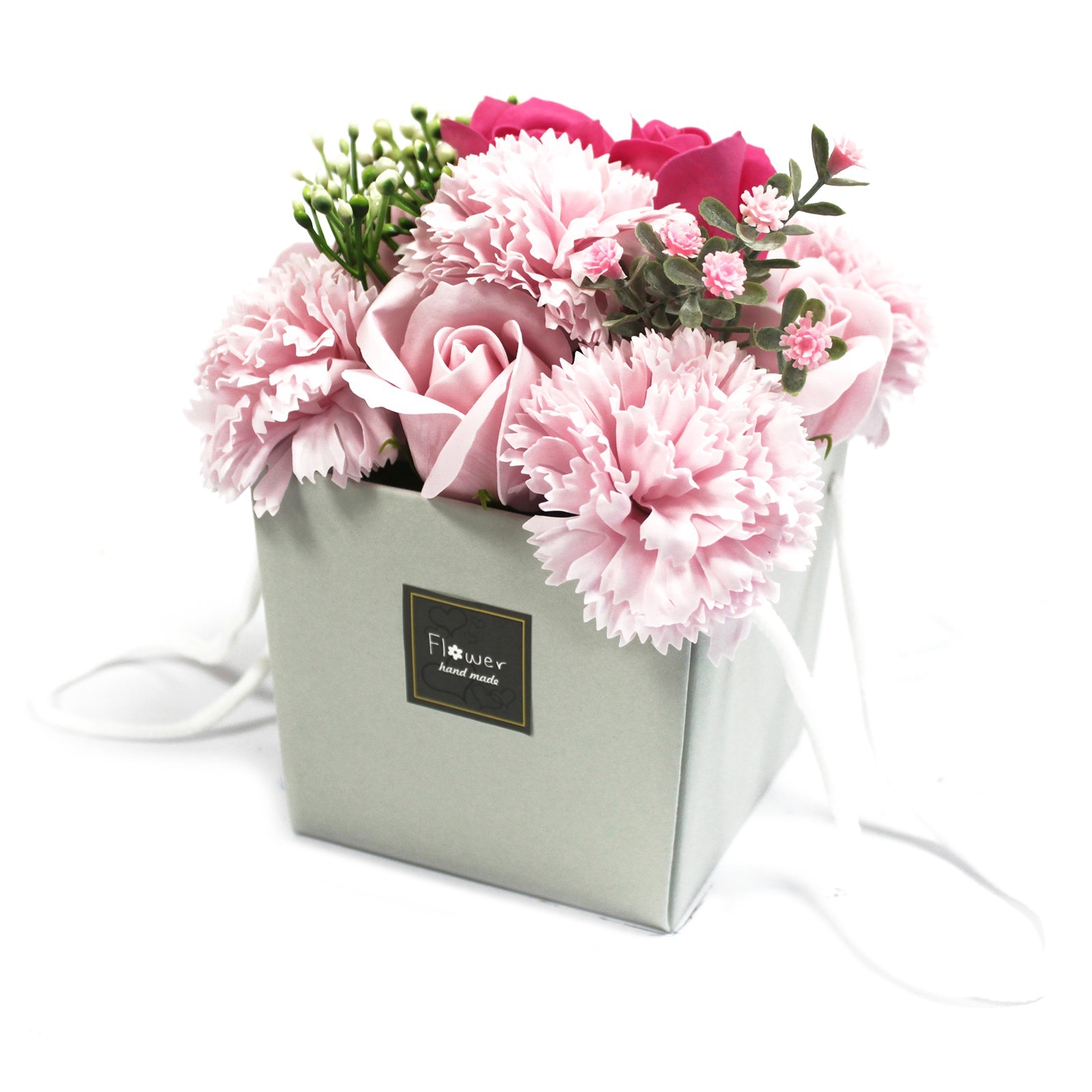 Soap Flower Bouquet in Box Soap Flowers Soul Inspired Pink Rose & Carnation 