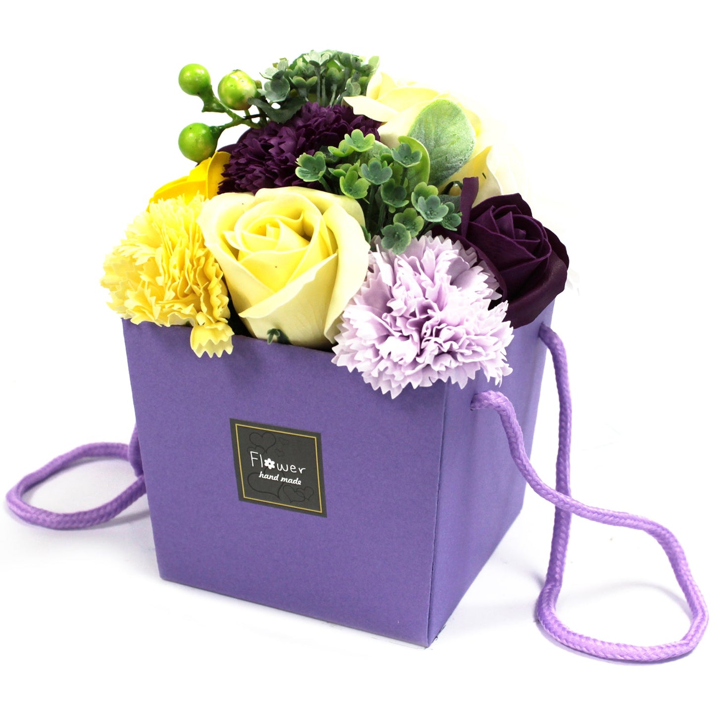 Soap Flower Bouquet in Box Soap Flowers Soul Inspired Purple Flower Garden 