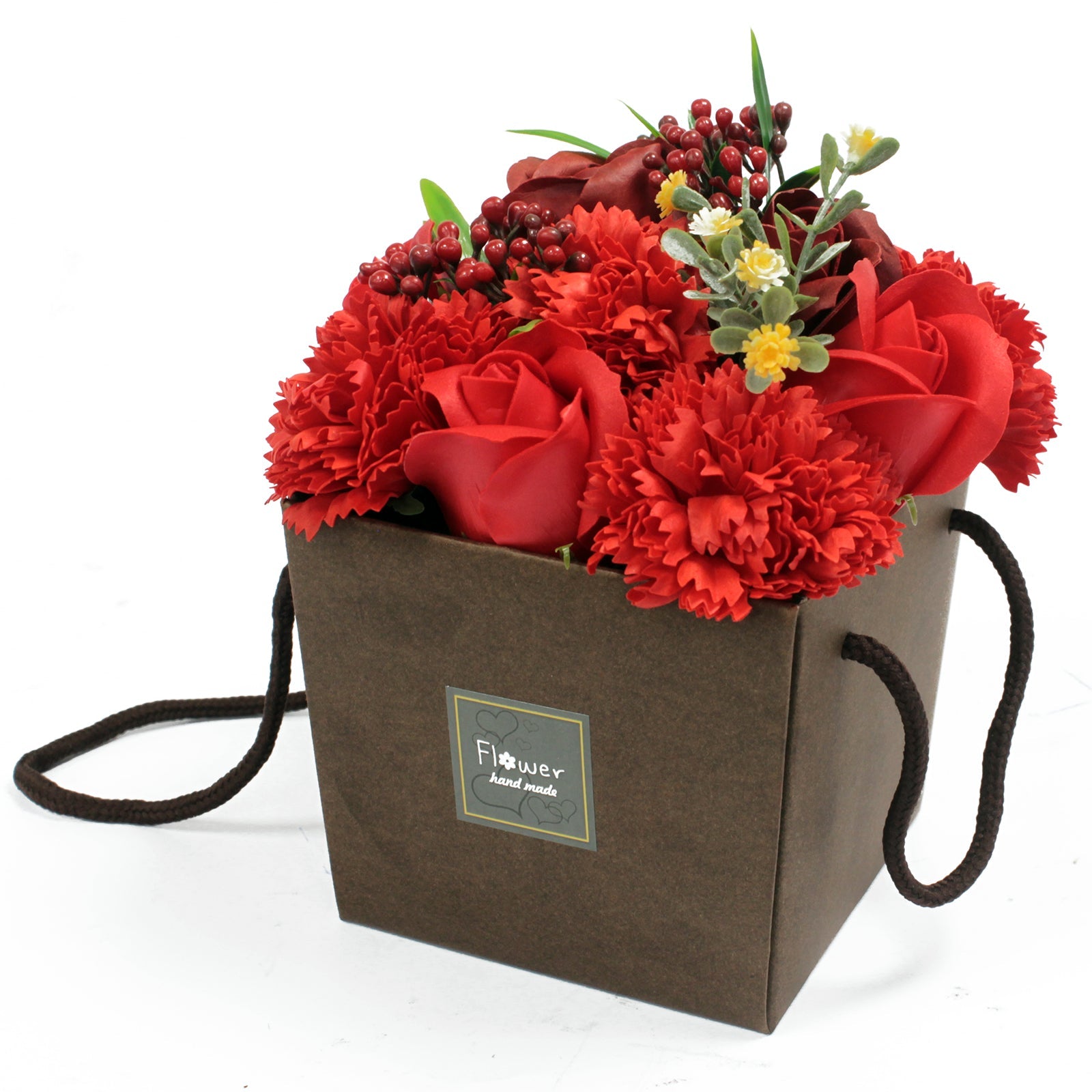 Soap Flower Bouquet in Box Soap Flowers Soul Inspired Red Rose & Carnation 