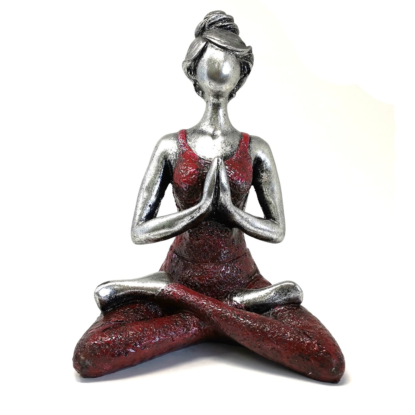 Yoga Lady Figures | Yoga Figurines Ornaments Soul Inspired Silver & Red 
